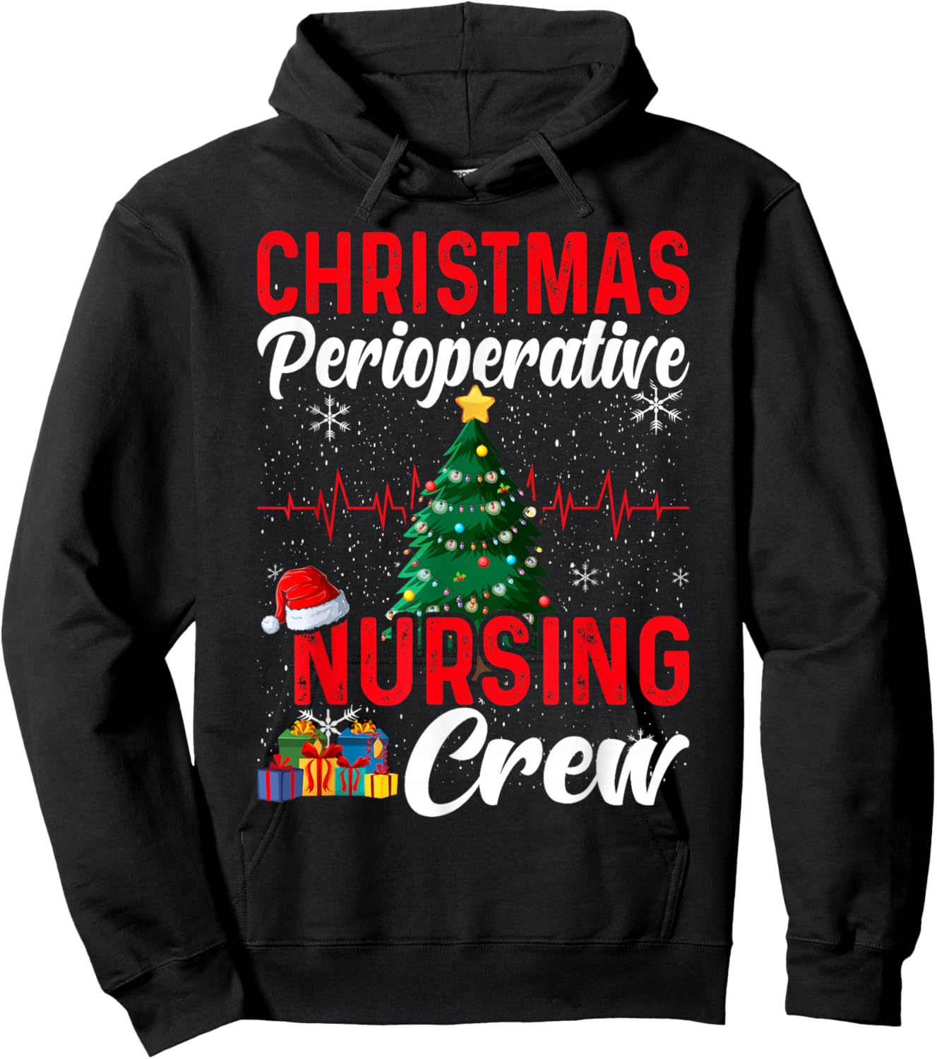 Perioperative Nurse Pre op Nursing Christmas Crew Surgery Hoodie - Hoodie | Black