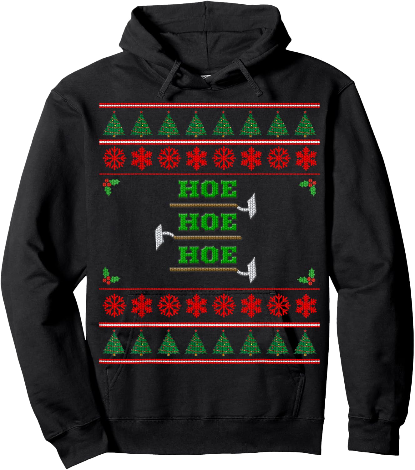 Hoe Hoe Hoe Funny Ugly Christmas Sweater Hoodie - Hoodie | Black