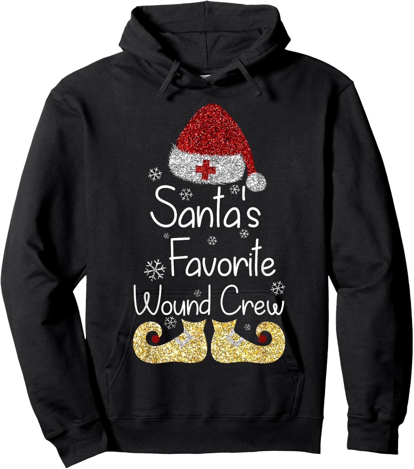 Santa's Favorite Wound Crew Christmas Wound Care Nurse Crew Hoodie - Hoodie | Black