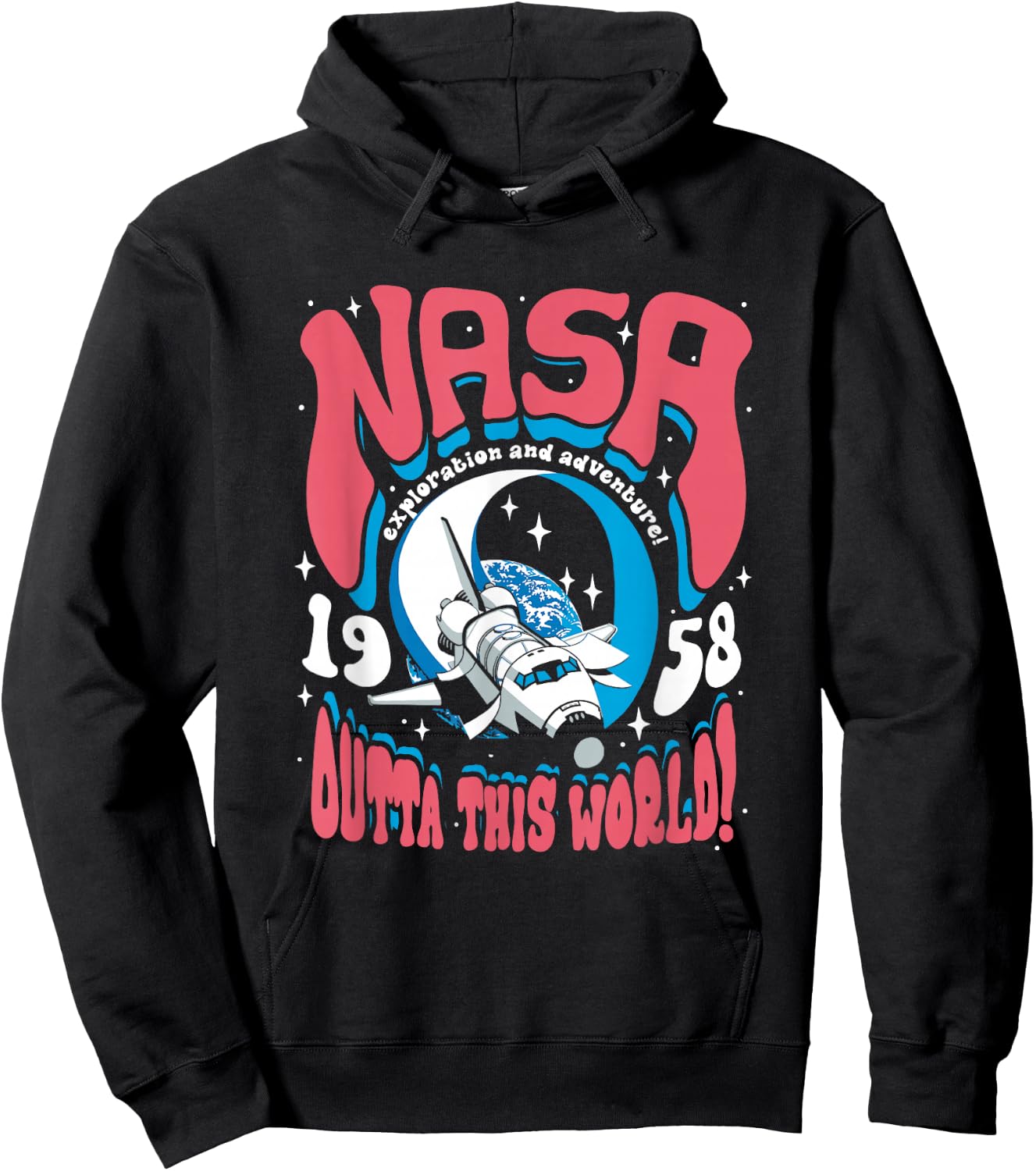 NASA Psychedelic Shuttle Poster Vintage Groovy Space Art Hoodie - Hoodie | Black