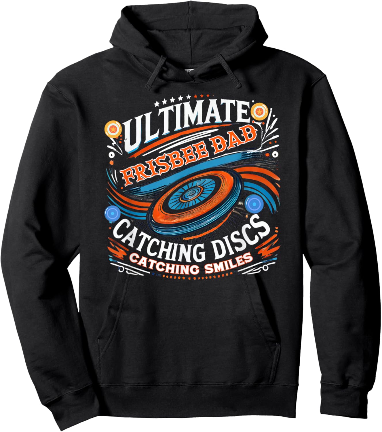 Ultimate Frisbee Dad Catching Discs Funny Graphic Hoodie - Hoodie | Black