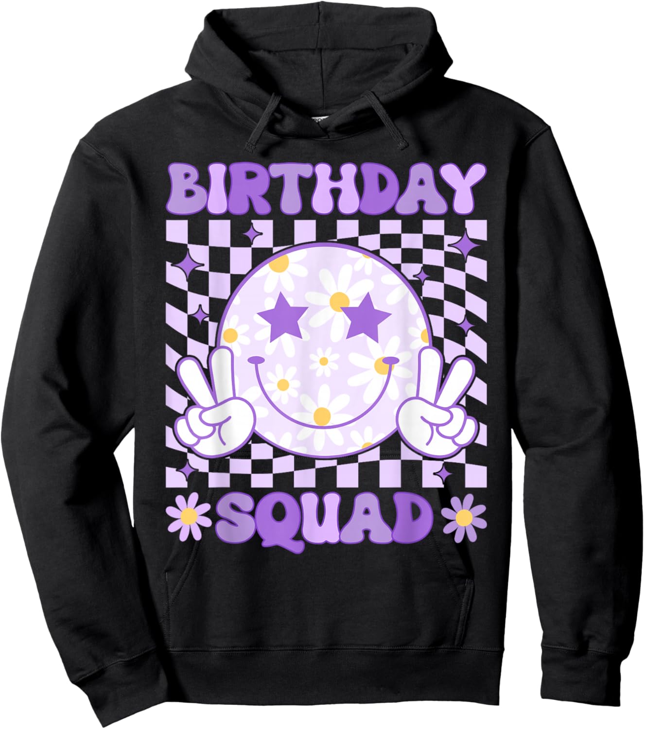 Birthday Squad Daisy Flower Matching Birthday Family Group Hoodie - Hoodie | Black