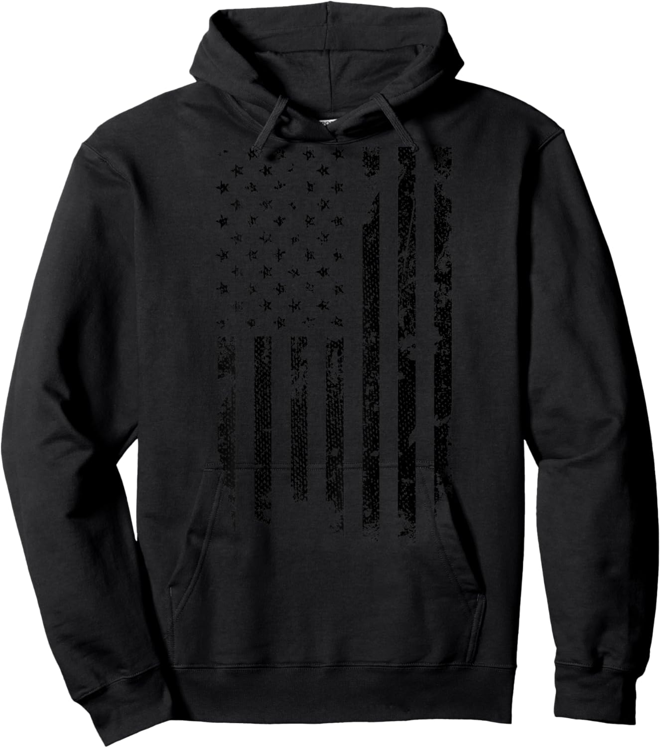 Vintage Distressed American Flag Hoodie - Hoodie | Black