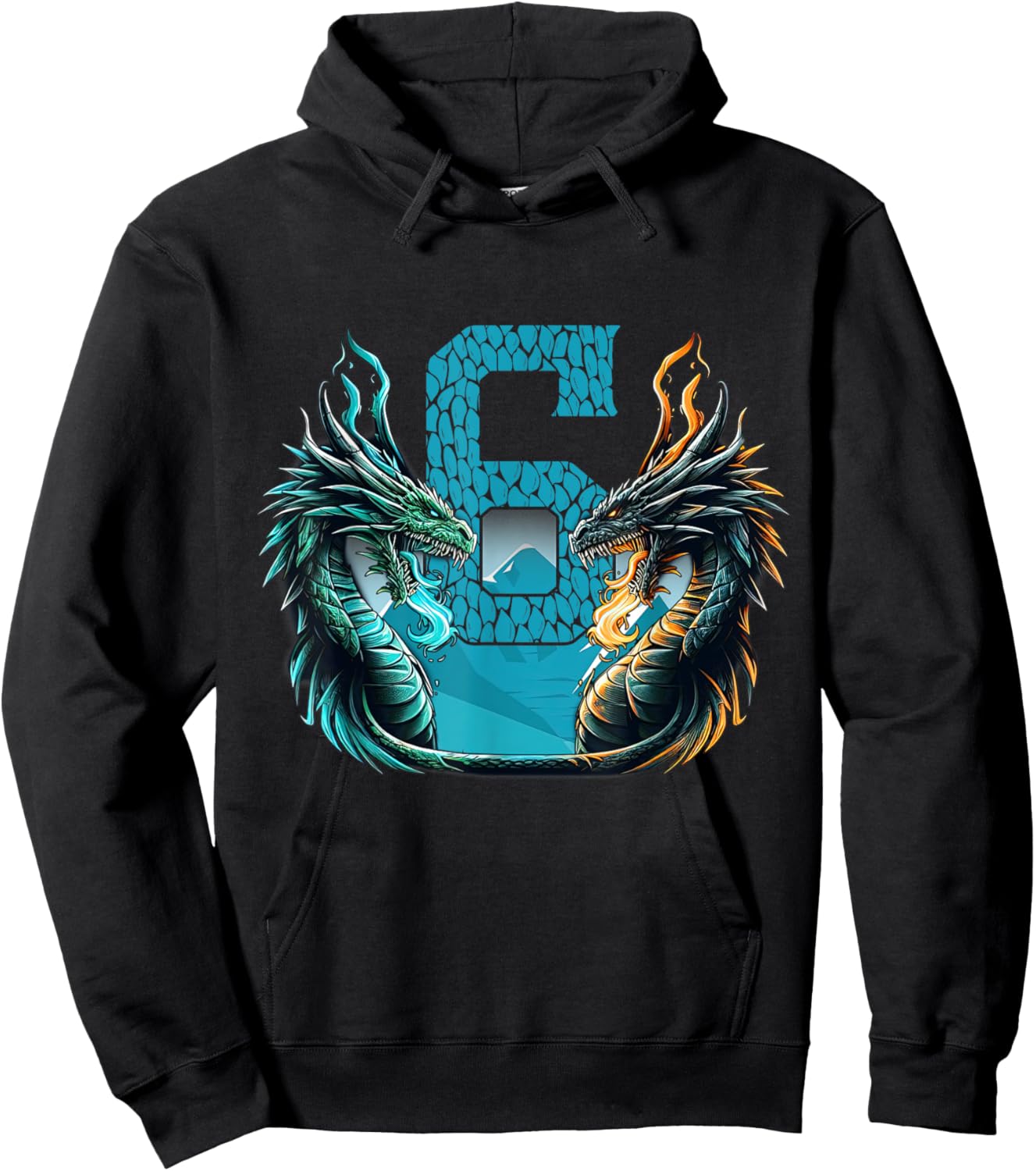 Boy Girl 6 Year Old Birthday Dragon Shirt 6th Birthday Hoodie - Hoodie | Black