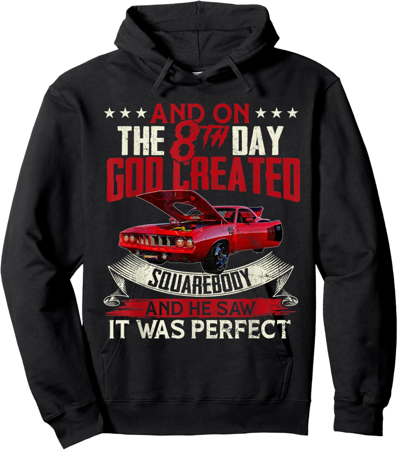 Hemi cuda plymouth barracuda And on the 8th god Muscle car Hoodie - Hoodie | Black