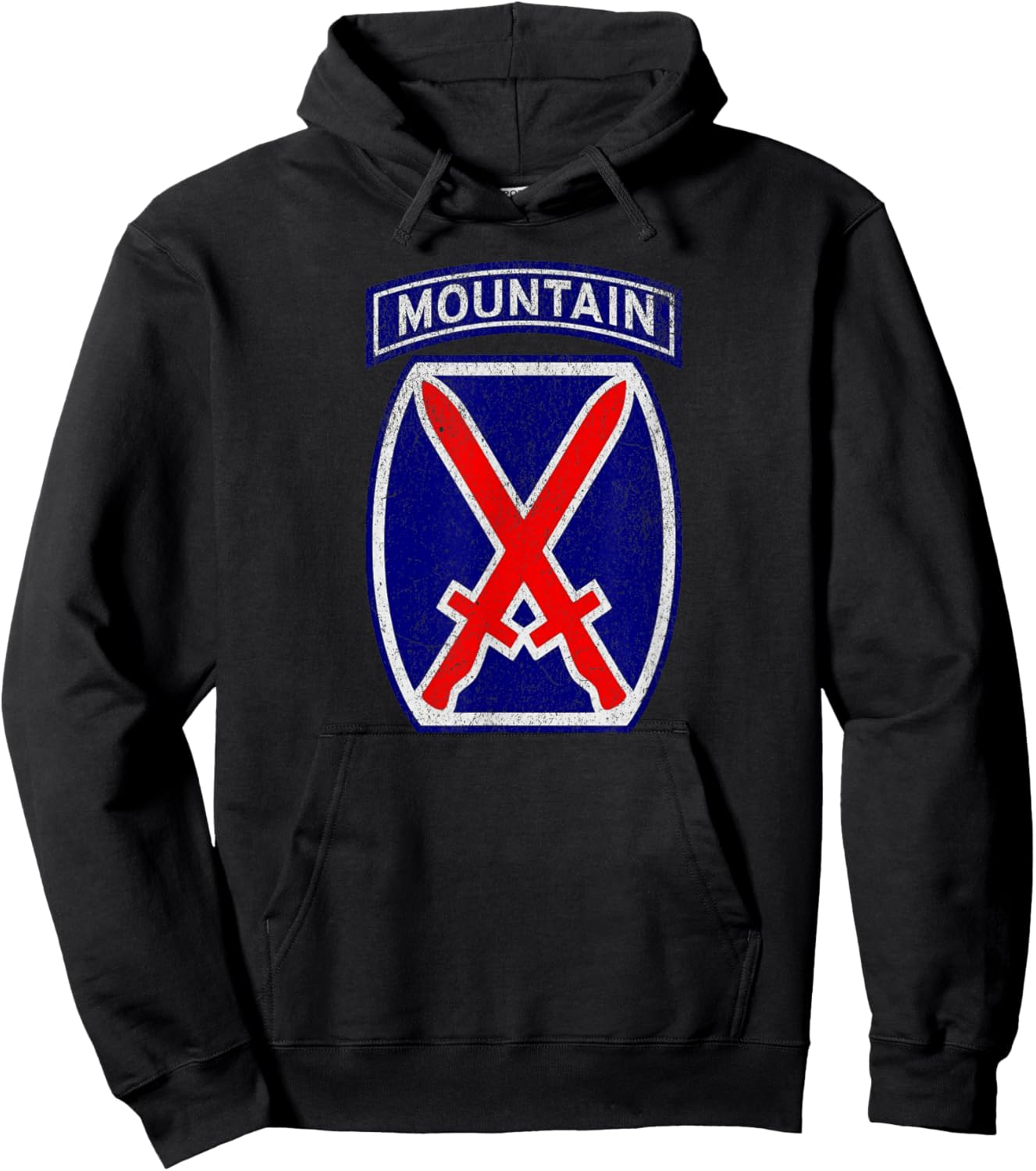 Patriotic Veteran Military Distressed 10th Mountain Division Hoodie - Hoodie | Black