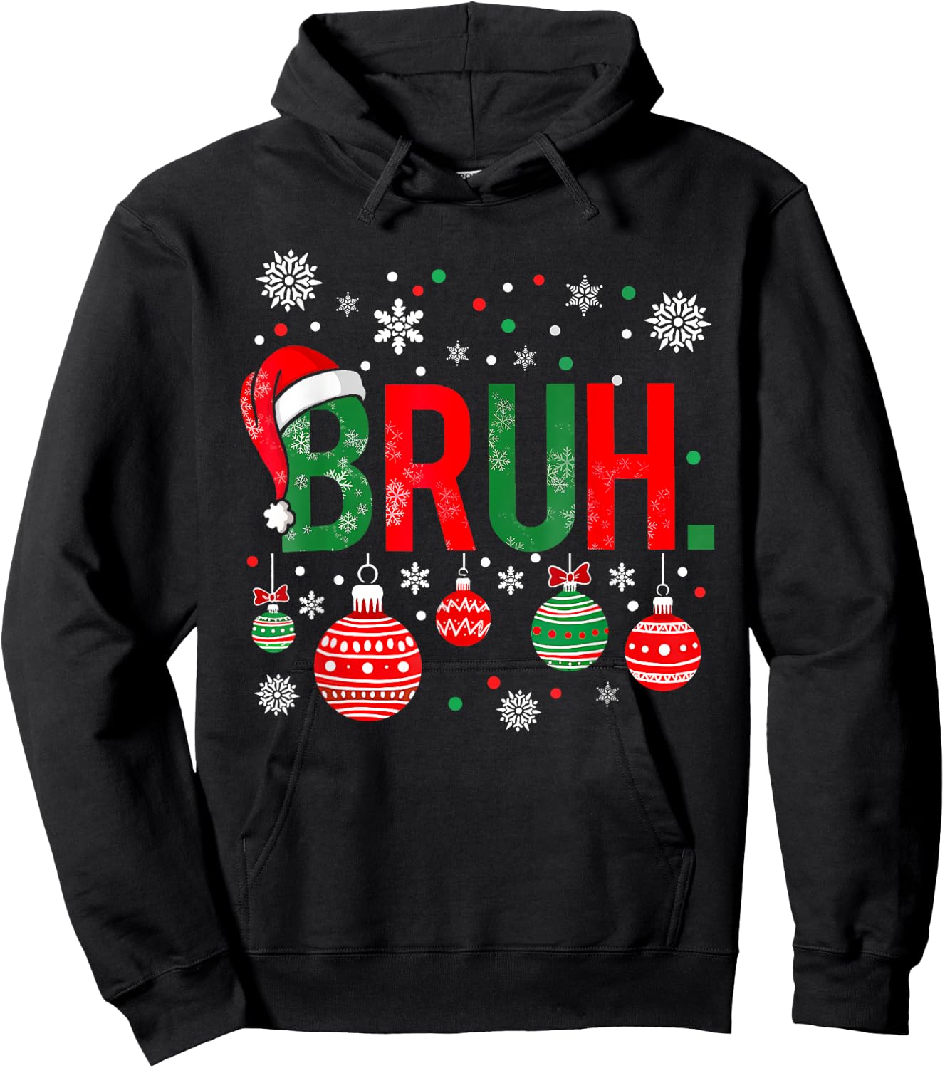 Merry Christmas Bruh Meme Funny Saying Bro Greeting Boys Men Hoodie - Hoodie | Black
