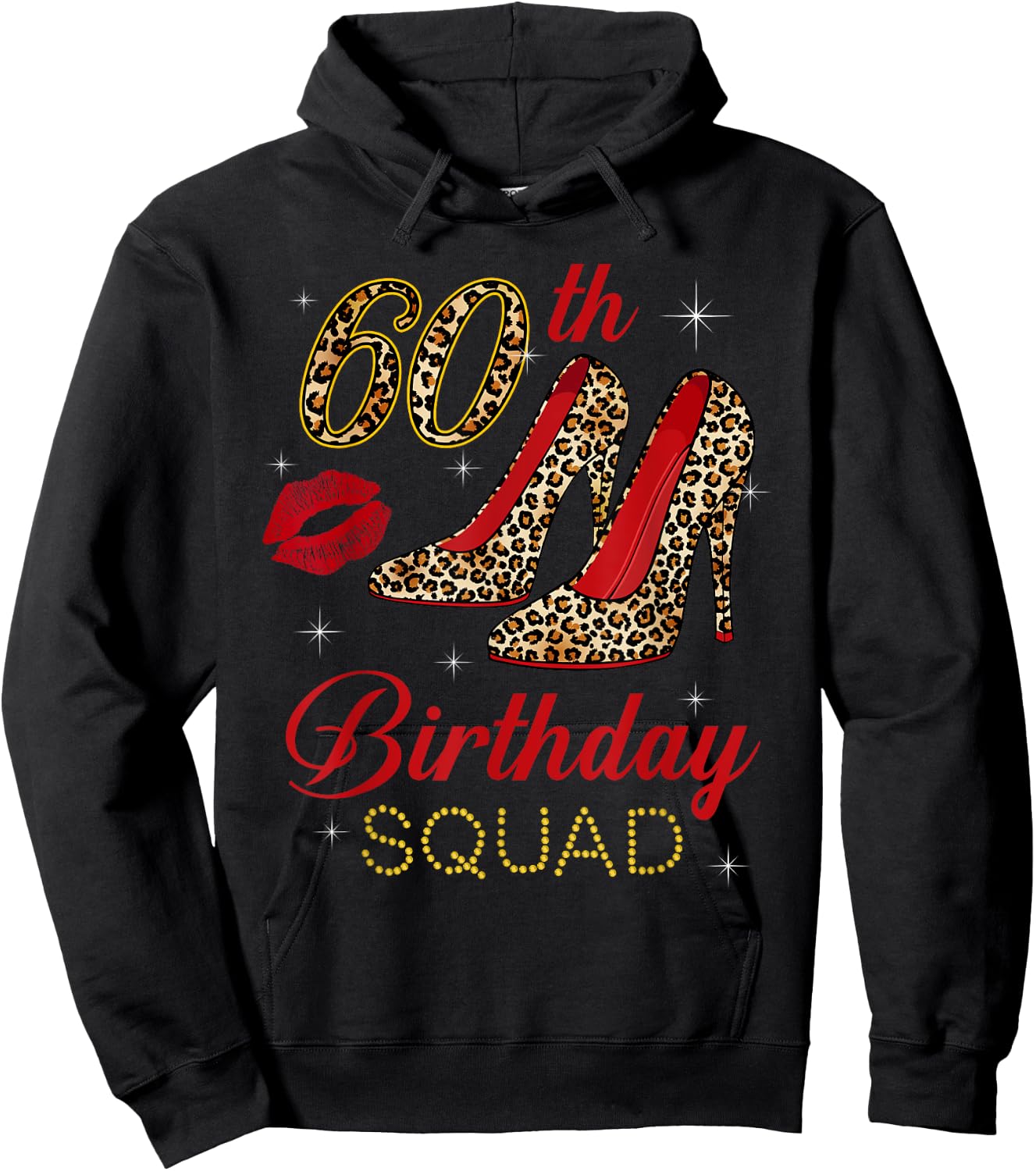 60th Birthday Squad Stepping Into 60 Leopard Shoes Hoodie - Hoodie | Black