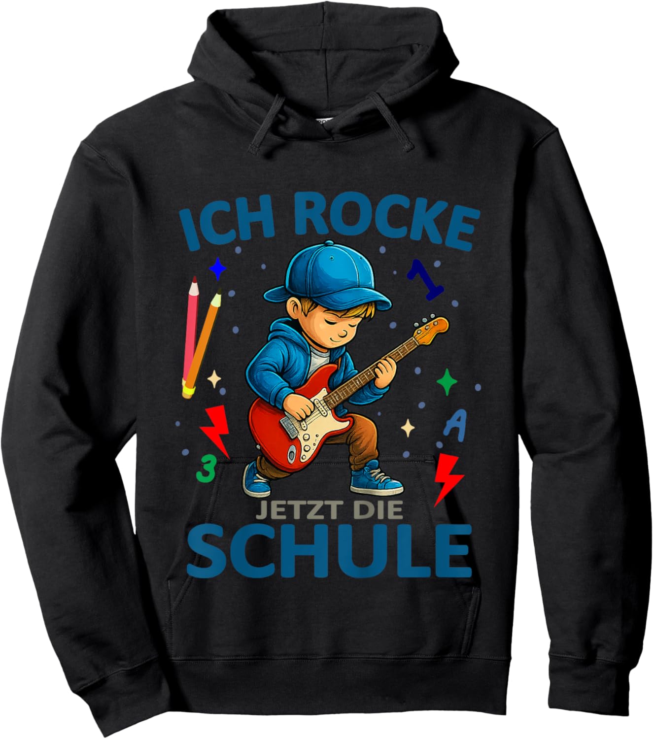 Kinder Ich Rocke jetzt die Schule - Gitarrenspieler Schulanfang Hoodie - Hoodie | Black