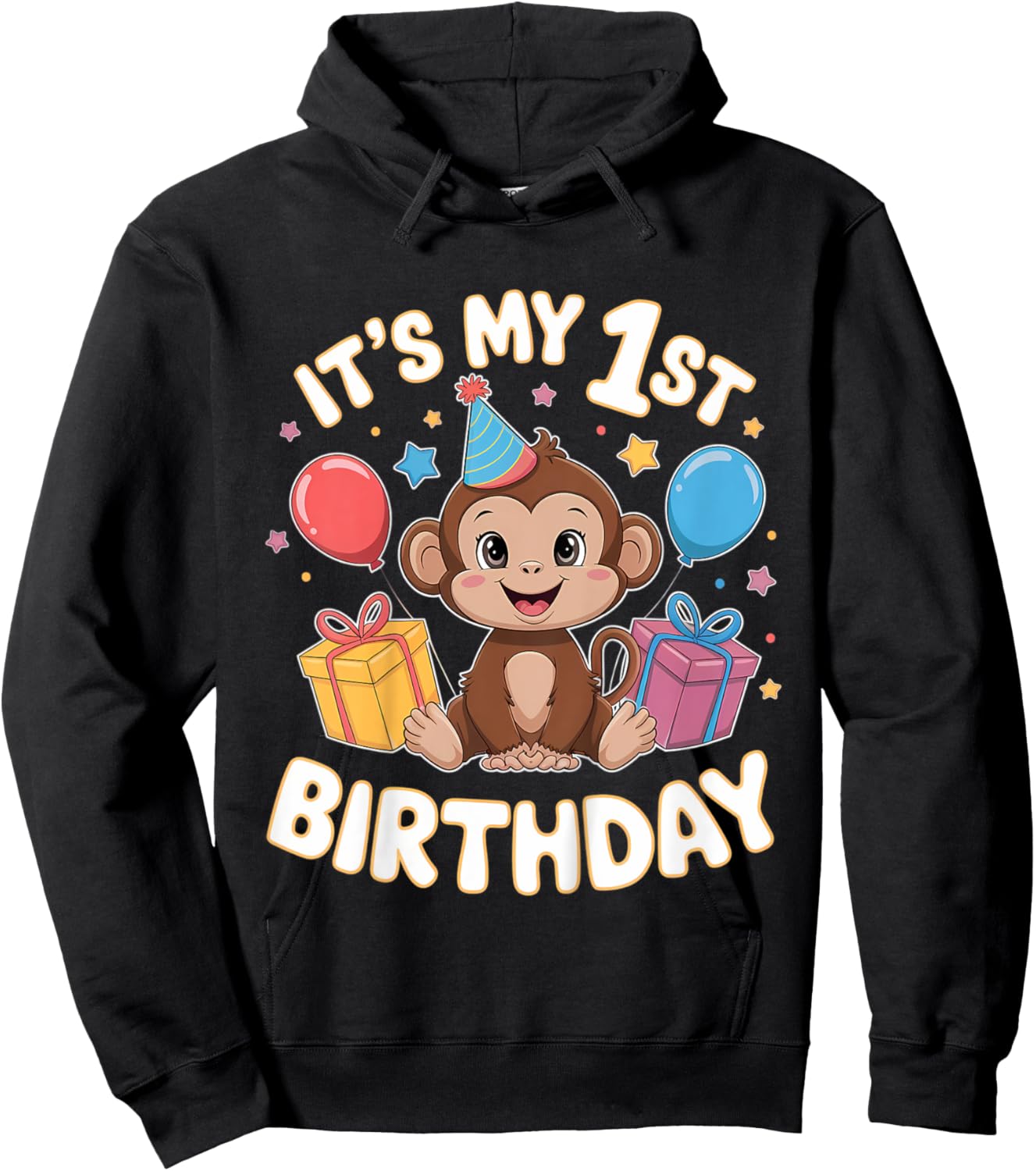 Kids 1st Birthday Monkey Party Design Hoodie - Hoodie | Black