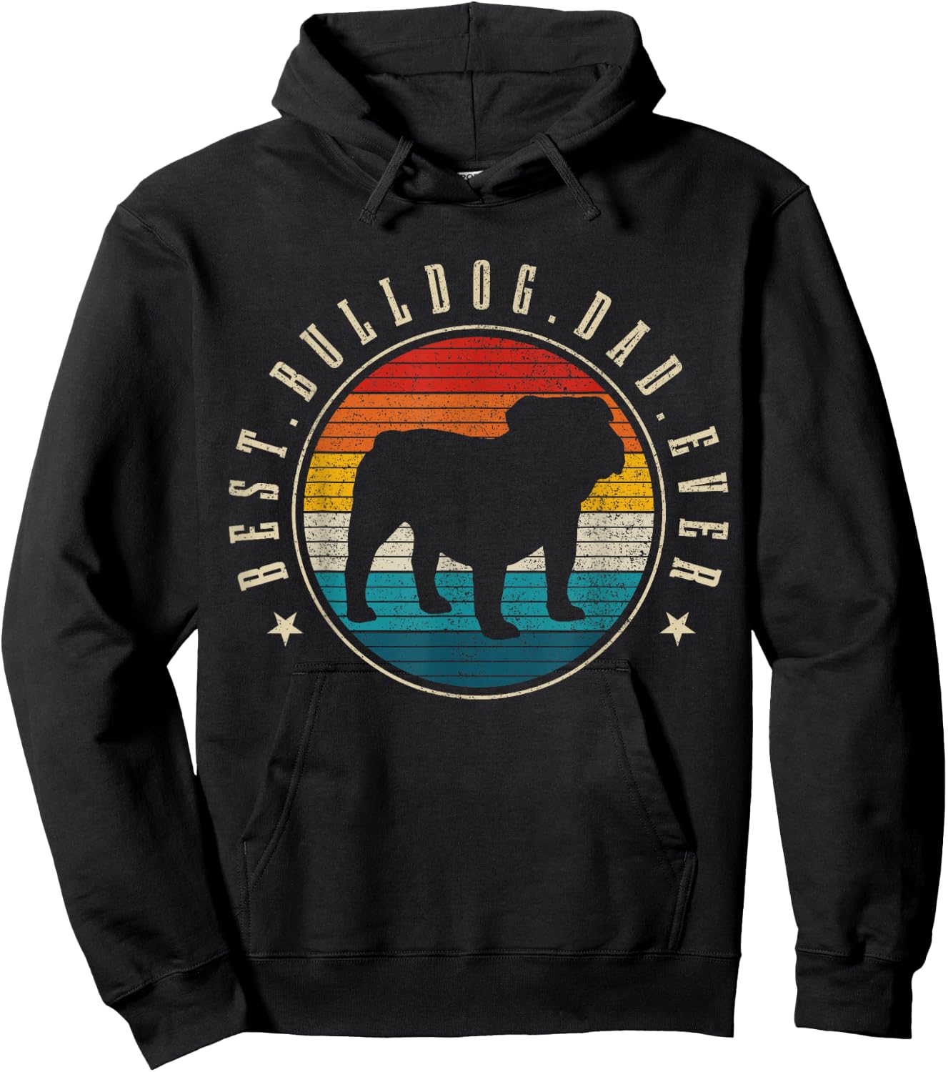 Best Bulldog Dad Ever Funny Vintage Dog English Bulldog Hoodie - Hoodie | Black
