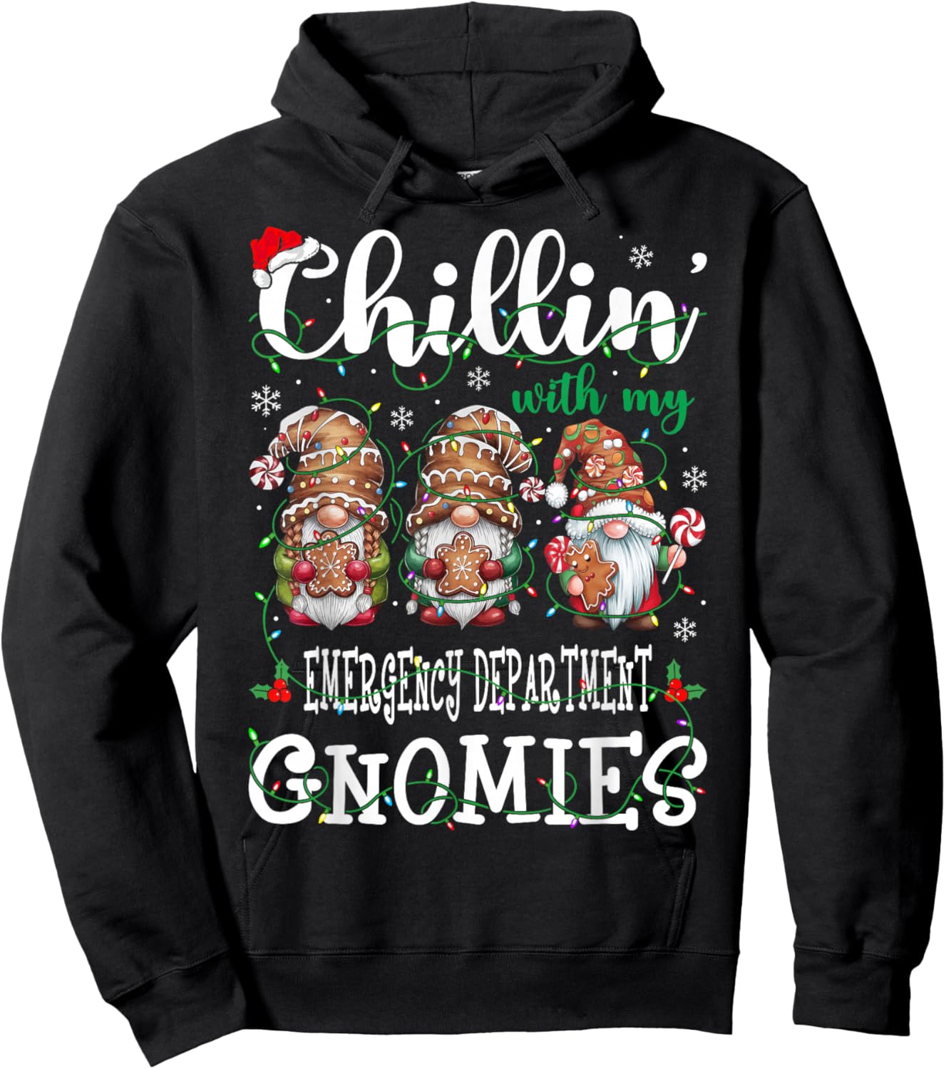 Chillin With My Emergency Department Gnomies Christmas ED Hoodie - Hoodie | Black