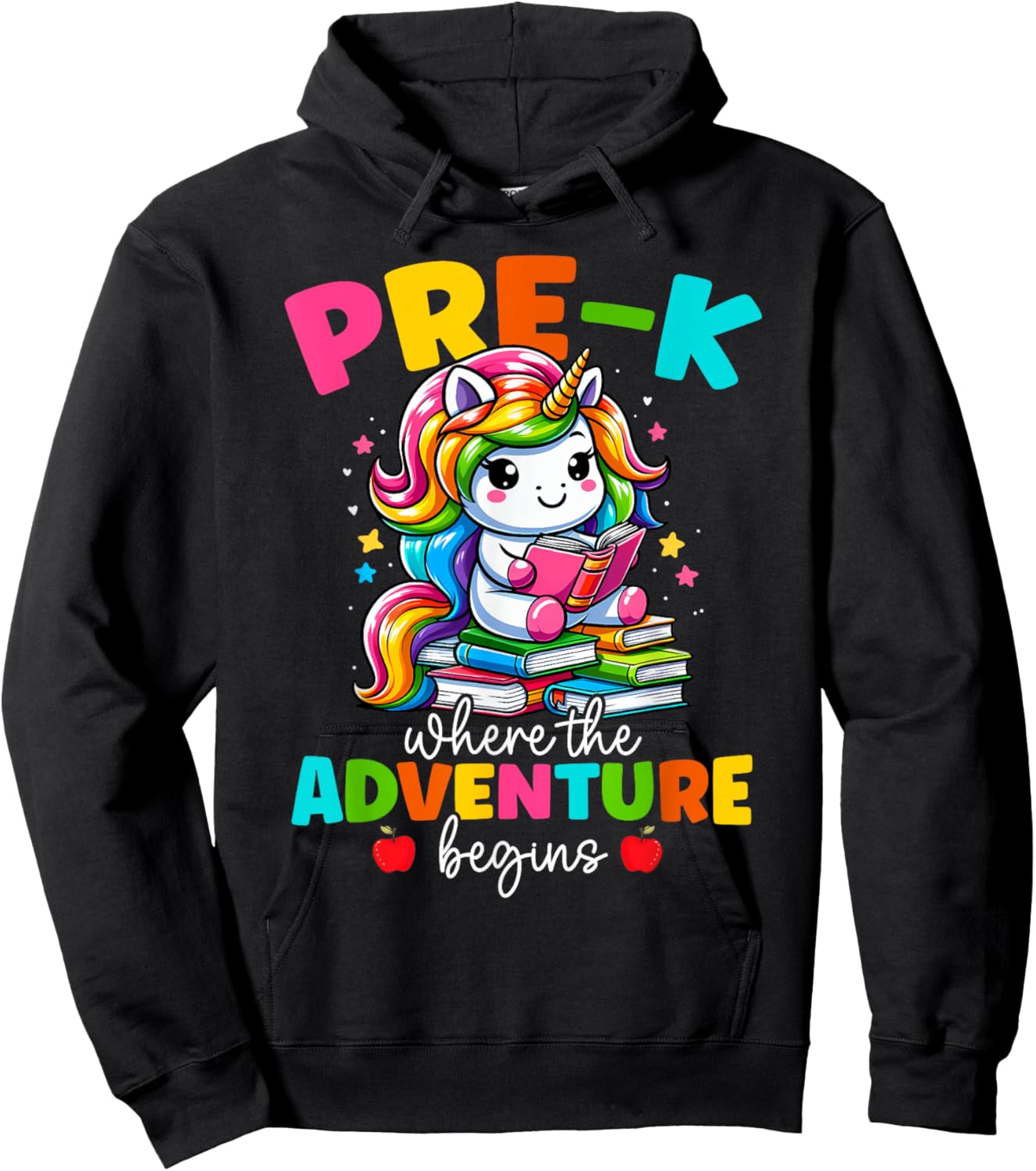 Pre-K Where The Adventure Begins Unicorn Back To School Hoodie - Hoodie | Black