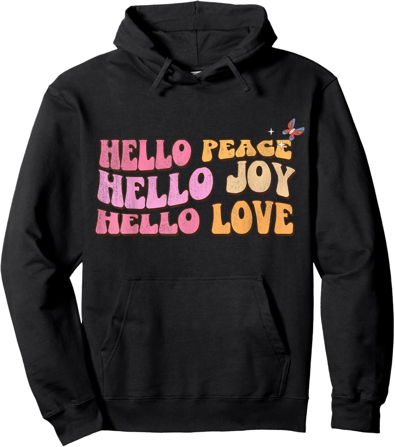 Hello Peace, Hello Joy, Hello Love, Christian Faith Follower Hoodie - Hoodie | Black