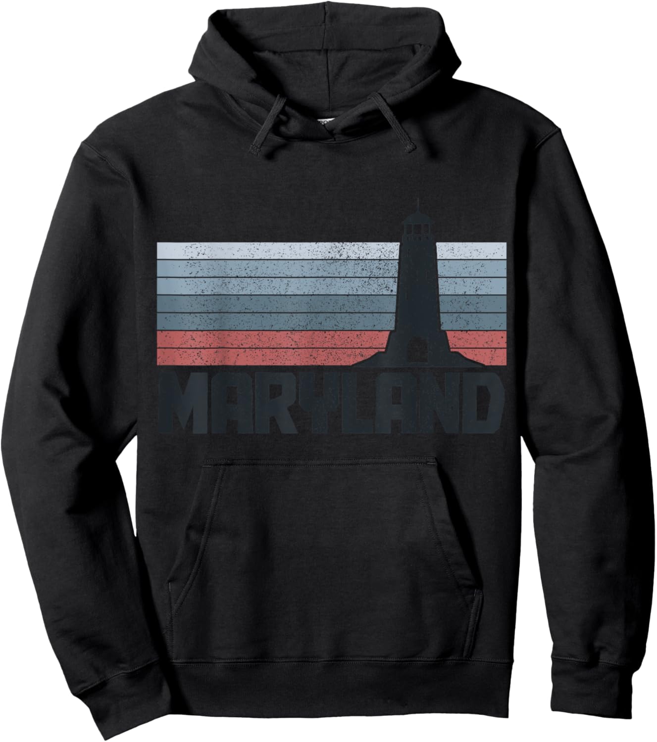 Maryland Lighthouse East Coast Pride Souvenir Vintage Hoodie - Hoodie | Black