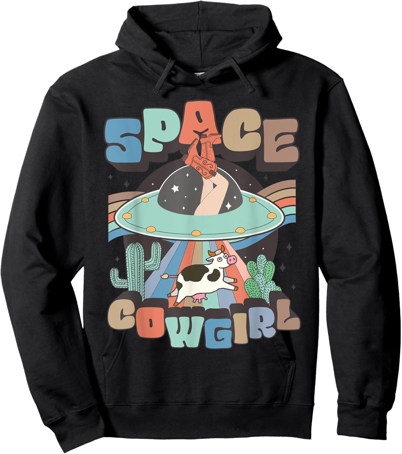 Space Cowgirls Bachelorette Party Rodeo Retro Girls Women Hoodie - Hoodie | Black