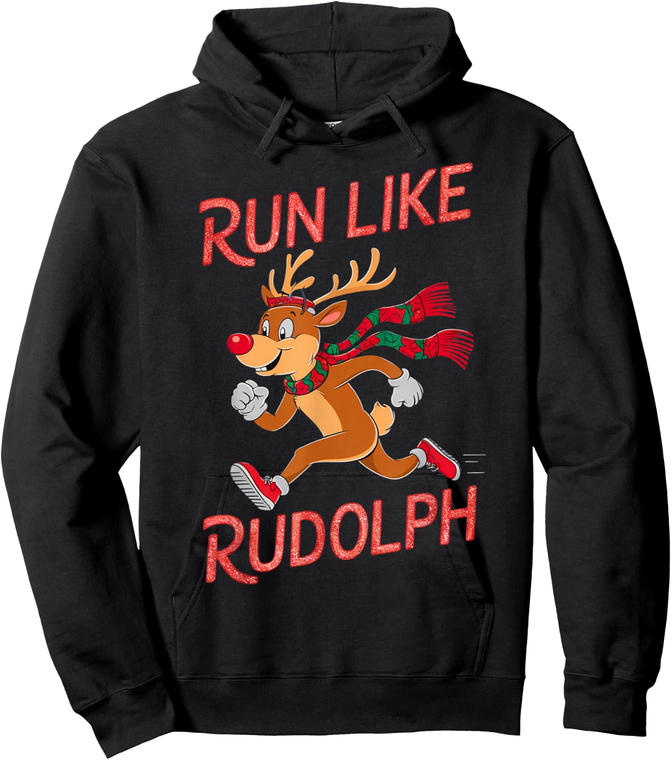Reindeer Rudolph Christmas Running Runner Costume Marathon Hoodie - Hoodie | Black