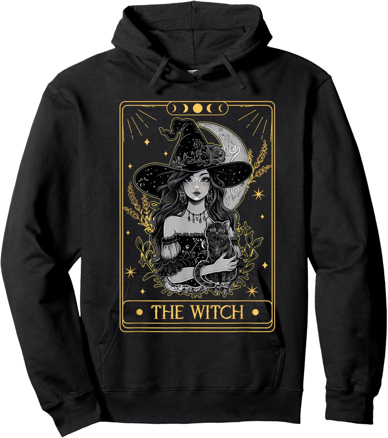 Tarot Card The Witch Witchy Funny Black Cat Spooky Halloween Women Kids Hoodie - Hoodie | Black