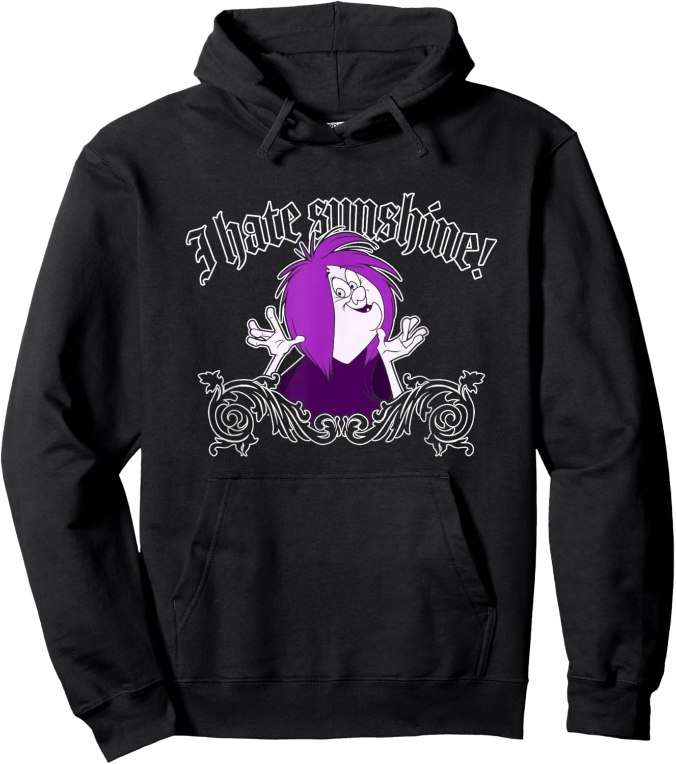 Disney The Sword in The Stone I Hate Sunshine Madam Mim Logo Hoodie - Hoodie | Black