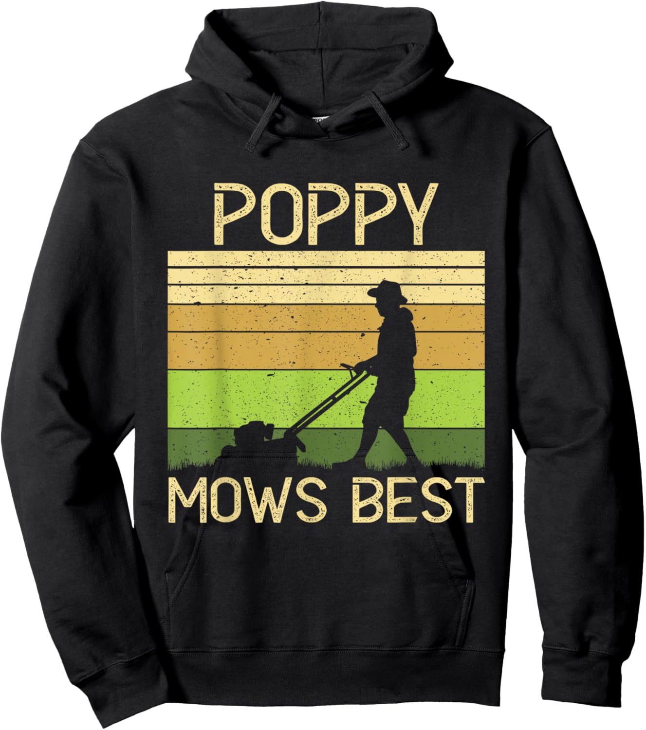 Poppy Mows Best Funny Lawn Mowing Grandpa Gardening Hoodie - Hoodie | Black