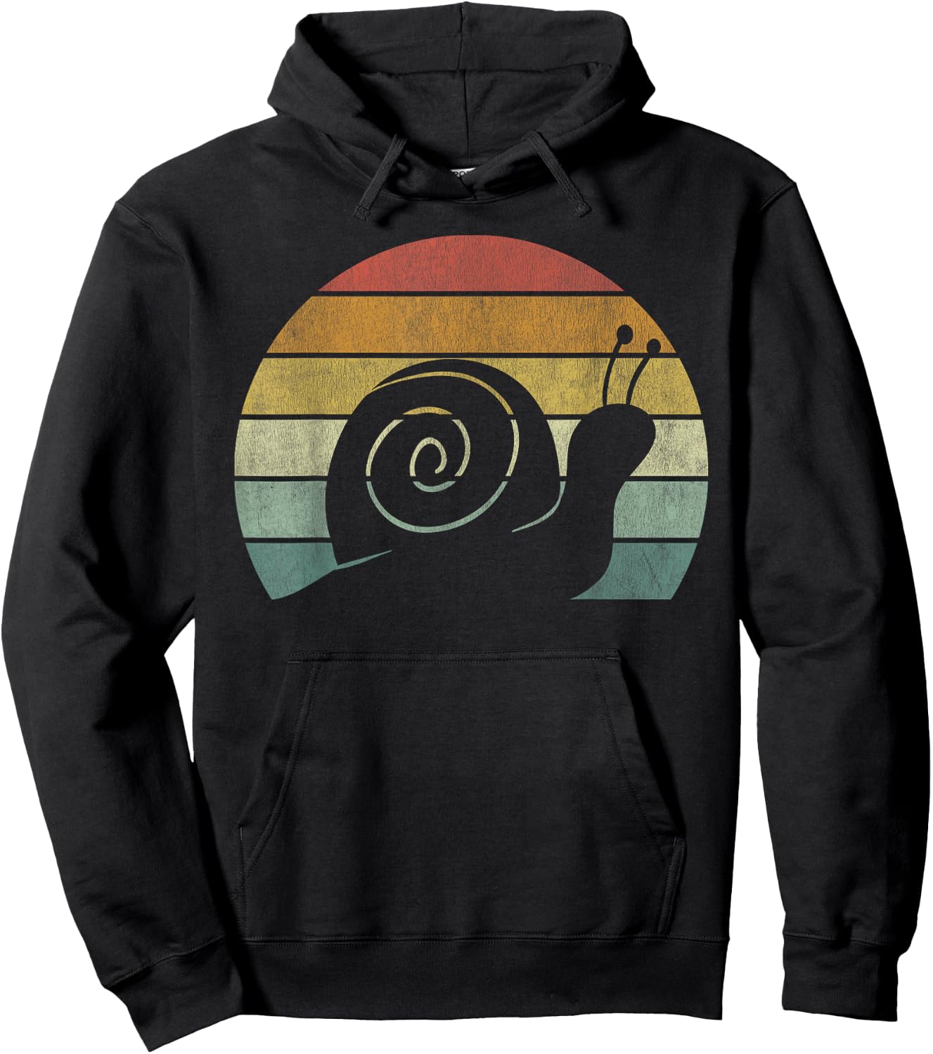 Vintage Retro Sunset Snail Design Cute Sluggish Funny Snail Hoodie - Hoodie | Black