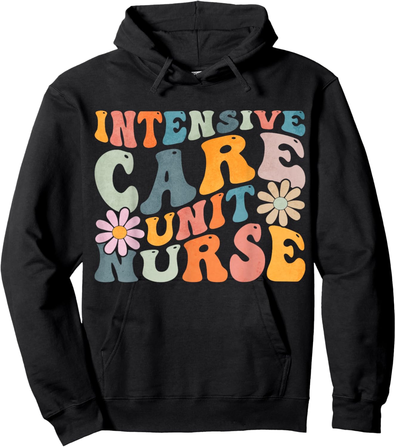 Groovy Intensive Care Unit Nurse ICU Nursing Appreciation Hoodie - Hoodie | Black