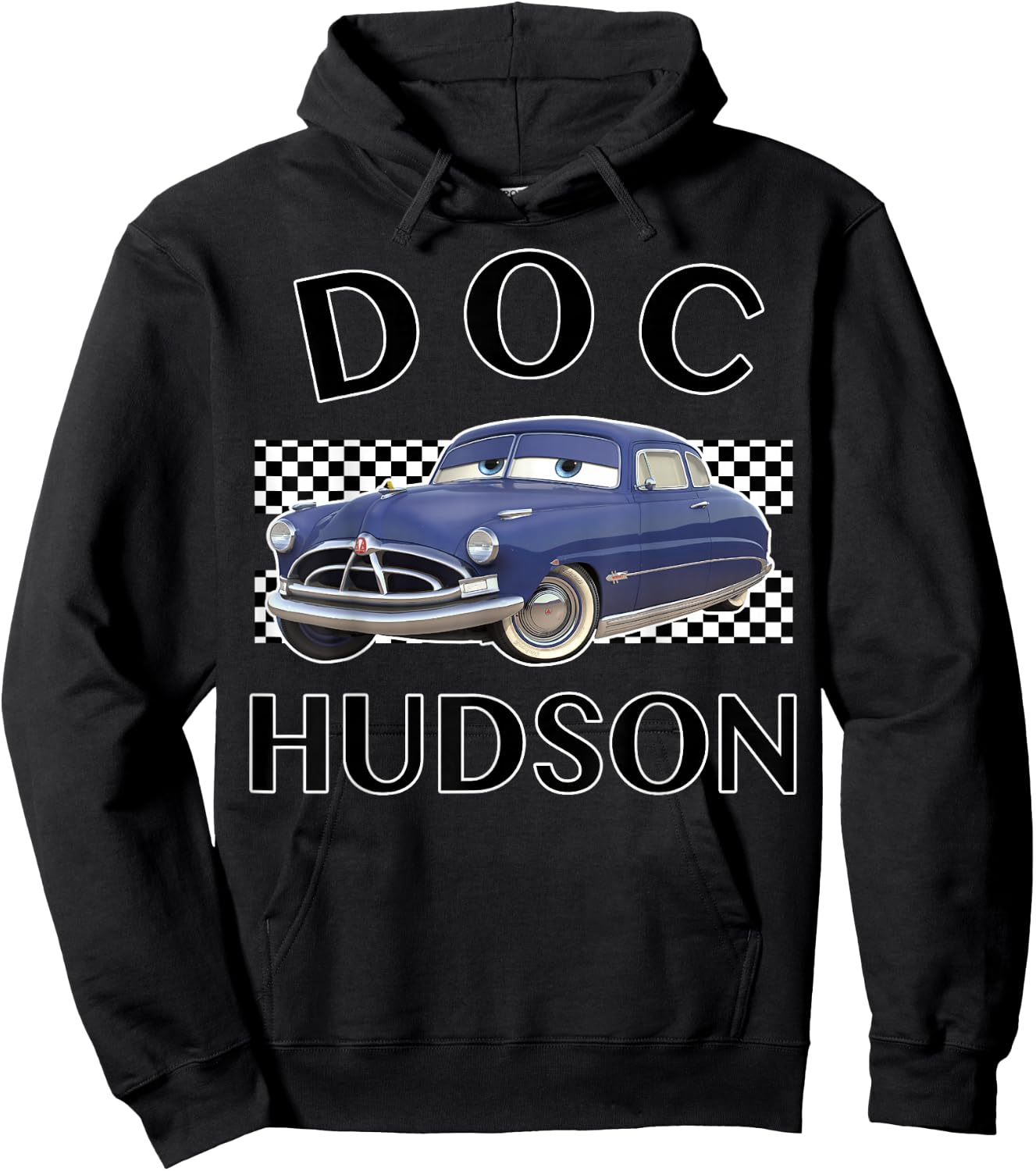 Disney Pixar Cars Doc Hudson Vintage Race Stripe Logo Hoodie - Hoodie | Black
