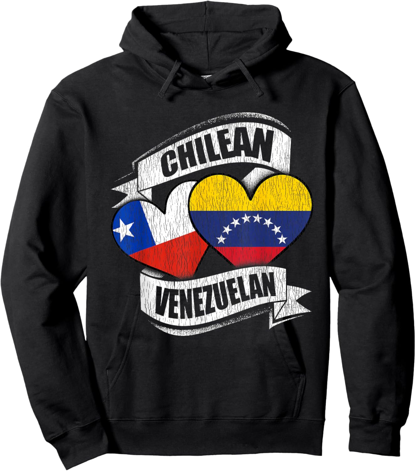 Chilean Venezuelan Hearts Chile Venezuela Flags Hoodie - Hoodie | Black