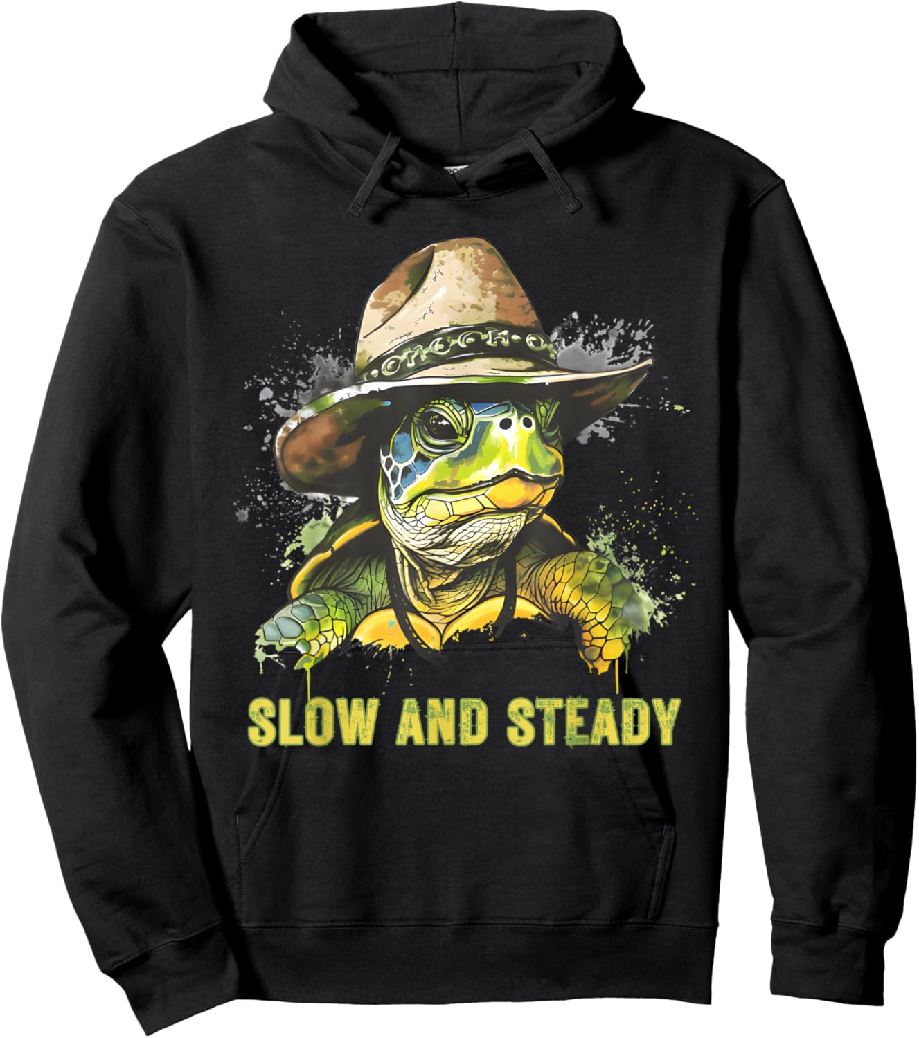 Slow and Steady Turtle - Turtle Hat Hoodie - Hoodie | Black