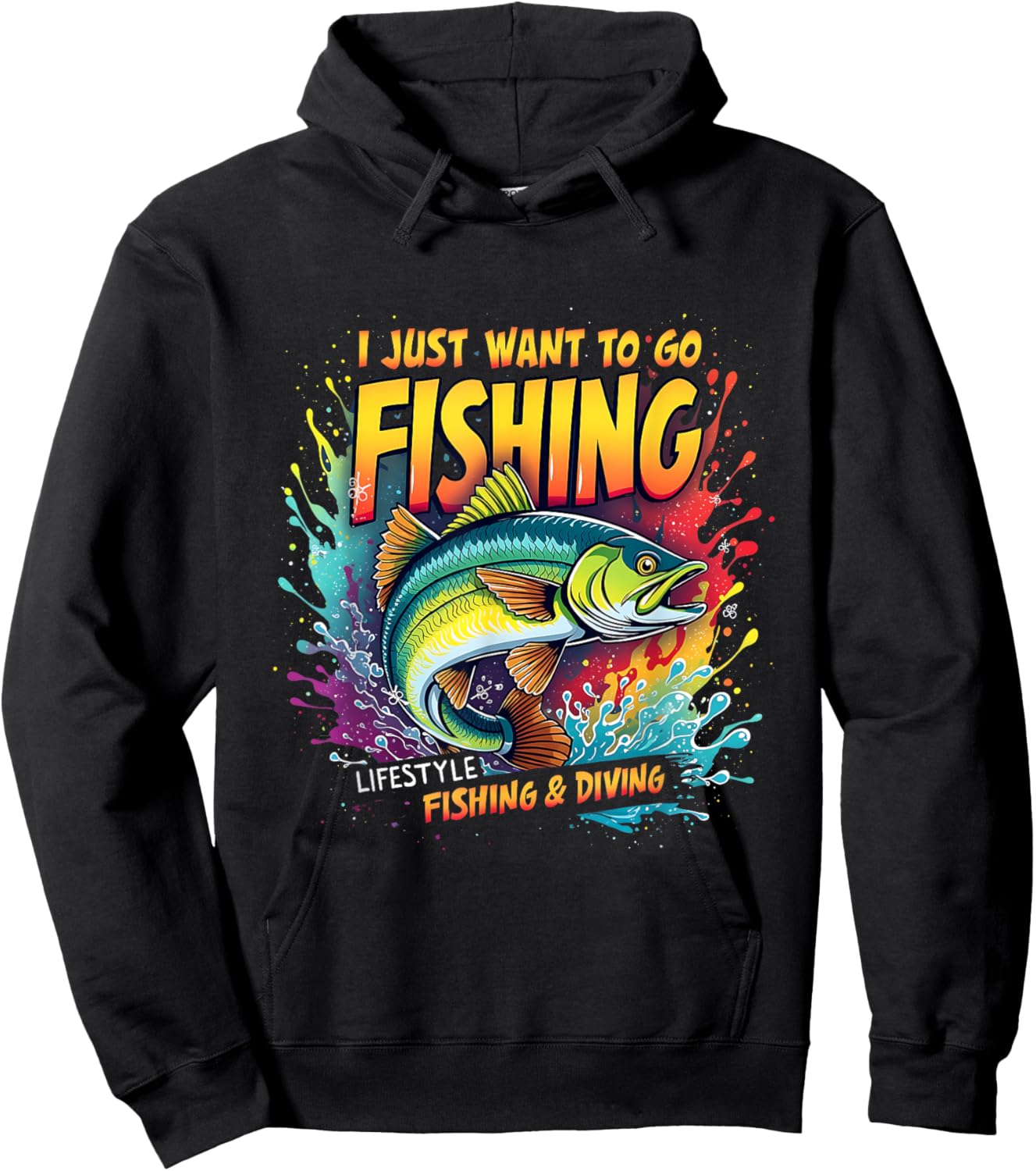 Fishing I Just Want to Go Fishing Lifestyle Fishing & Diving Hoodie - Hoodie | Black