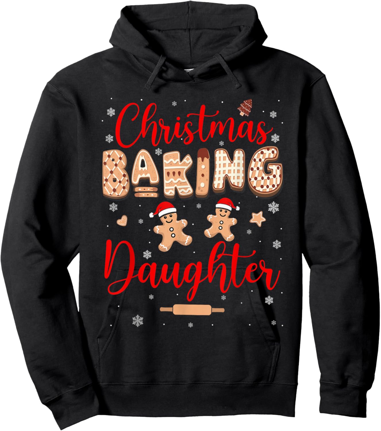 Christmas Baking Daughter Funny Family Baker Baking Cookie Hoodie - Hoodie | Black
