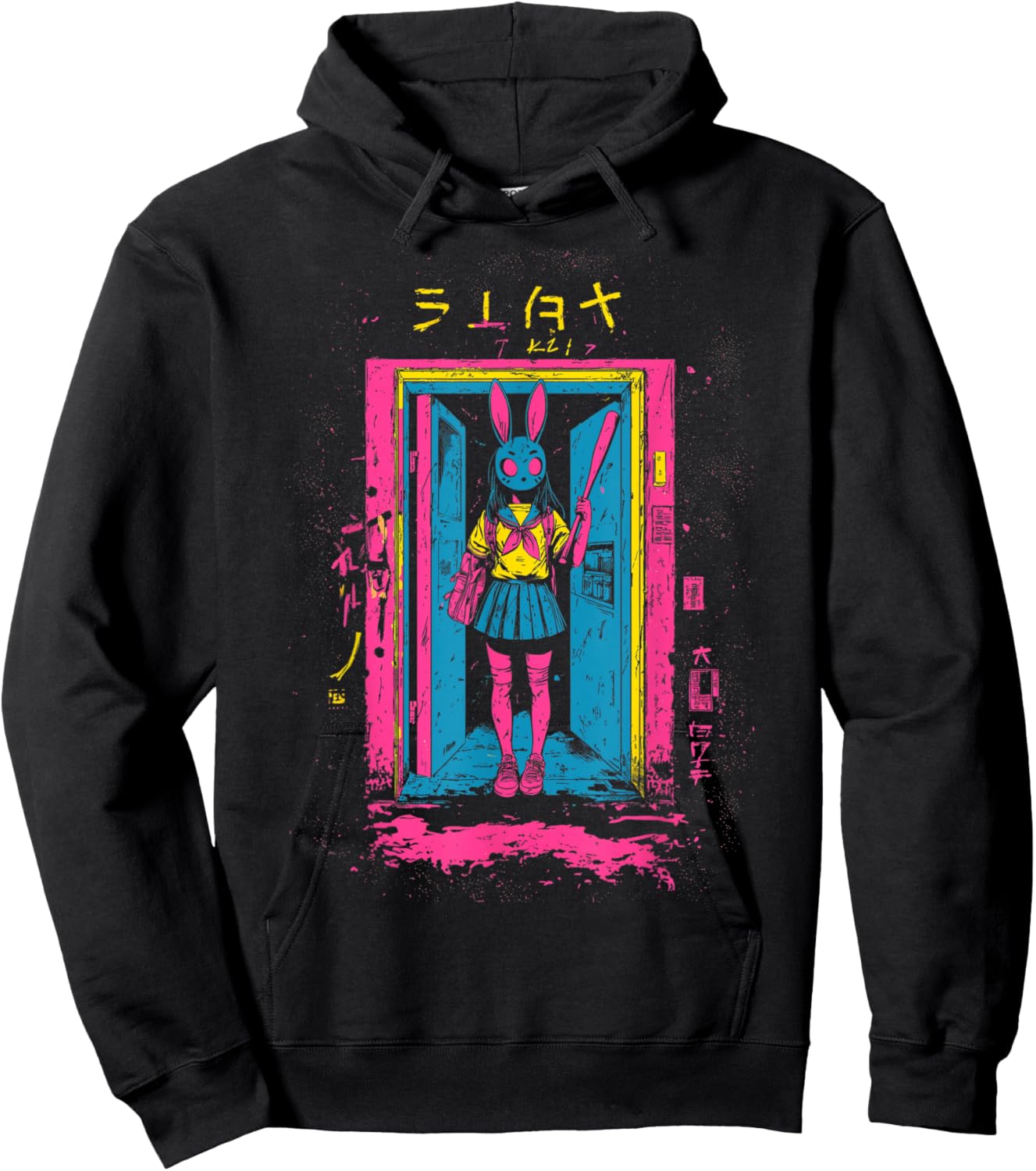 Creepy Girl Bunny Grunge Slasher Pastel Goth Anime Horror Hoodie - Hoodie | Black