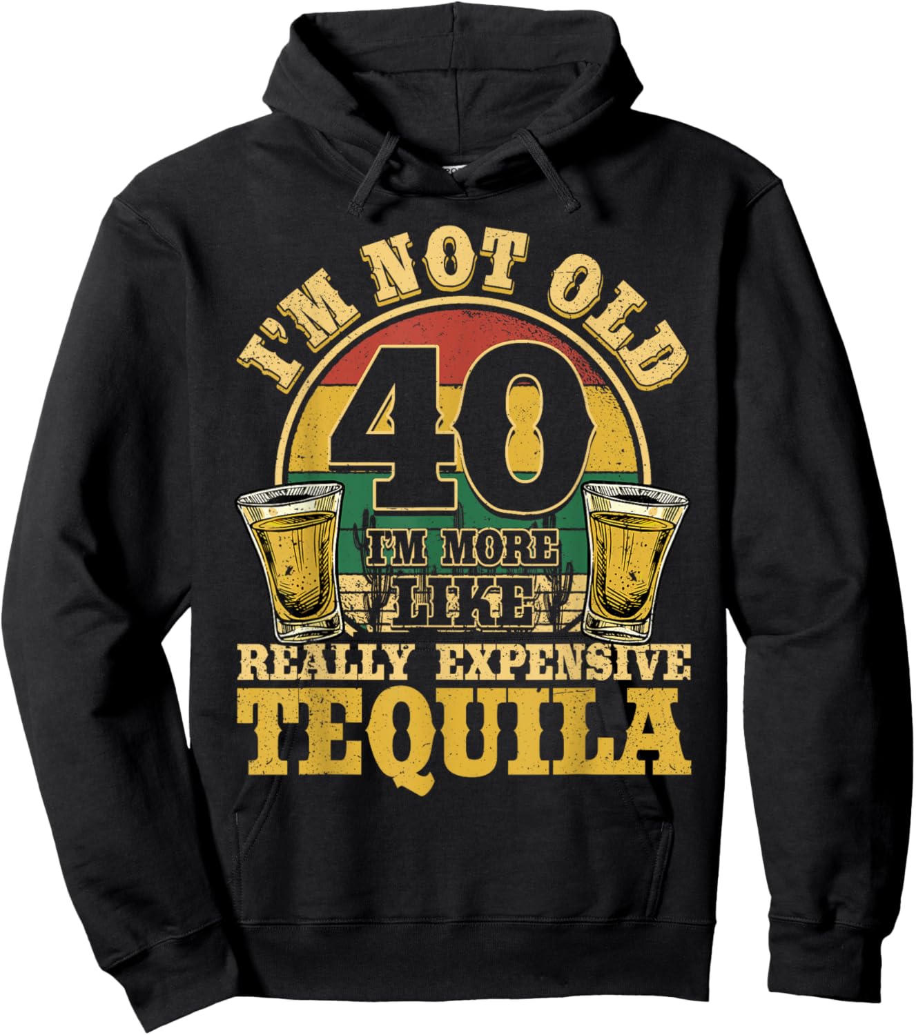 40 Years Old Tequila Mexican 40th Birthday Tequila Drinker Hoodie - Hoodie | Black