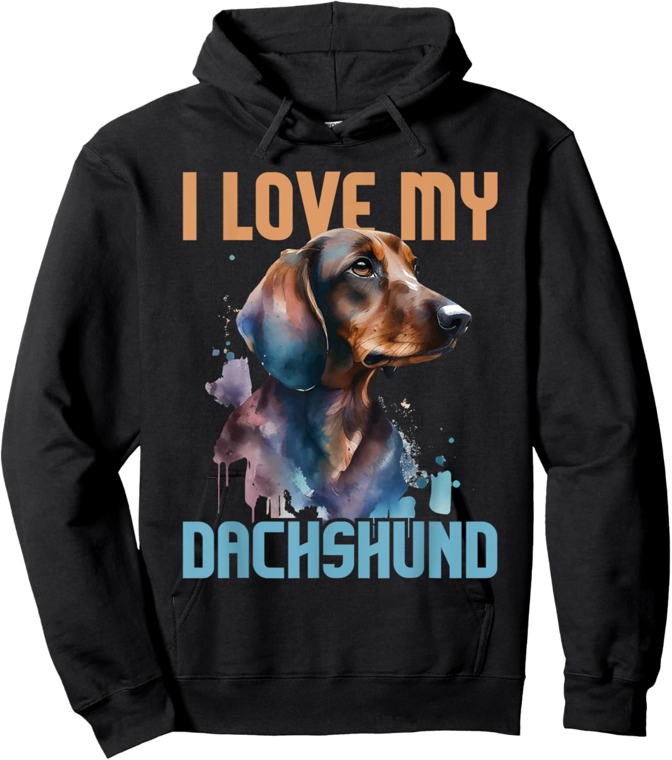 I Love My Dachshund - Paw Print Dog Lover Pet Breeder Men Women Kids Hoodie - Hoodie | Black