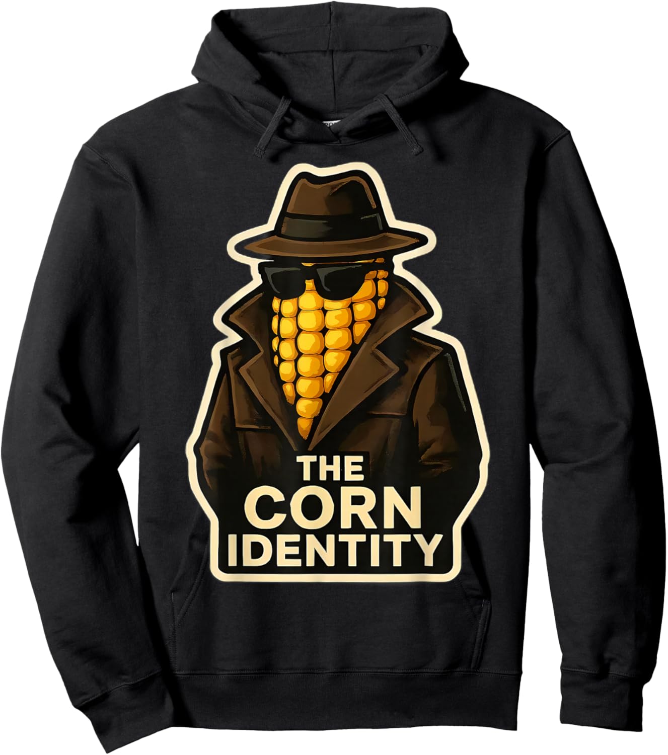 The Corn Identity Funny Corncob Pun Corn Cob Spy Joke Hoodie - Hoodie | Black