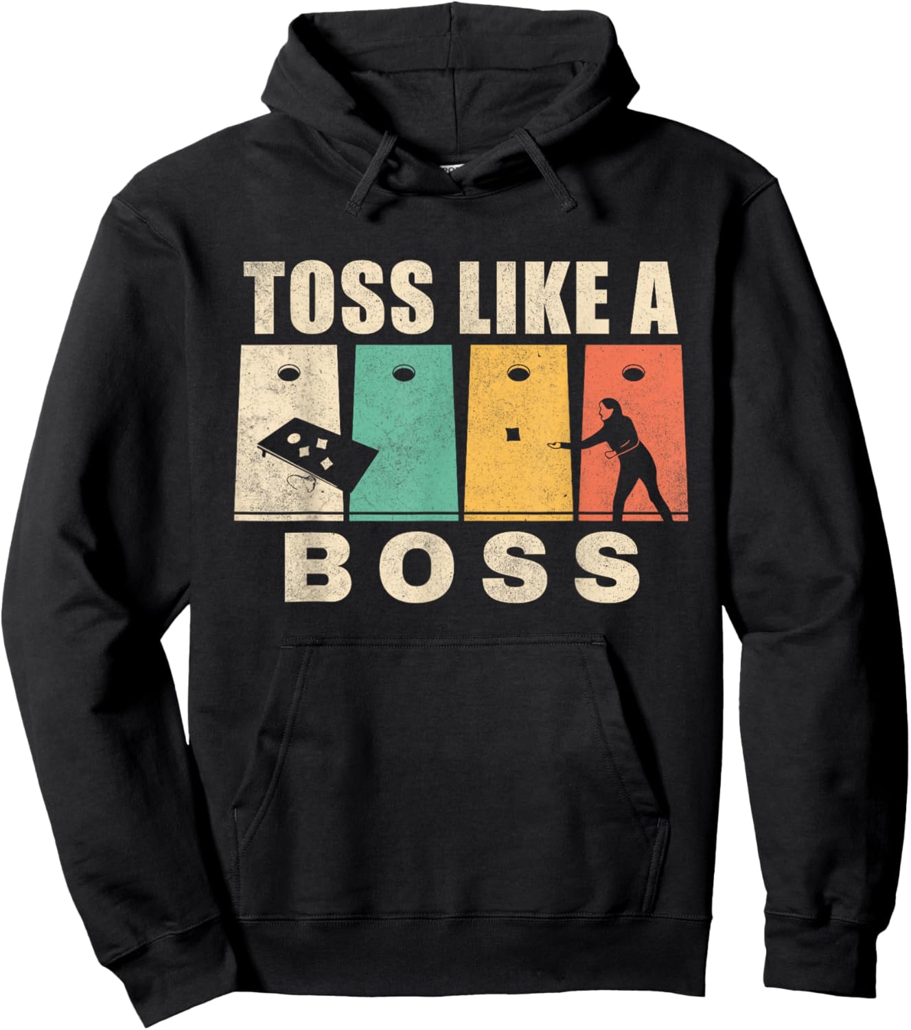 Funny Cornhole Shirt Women Toss Like A Boss Dad Hoodie - Hoodie | Black