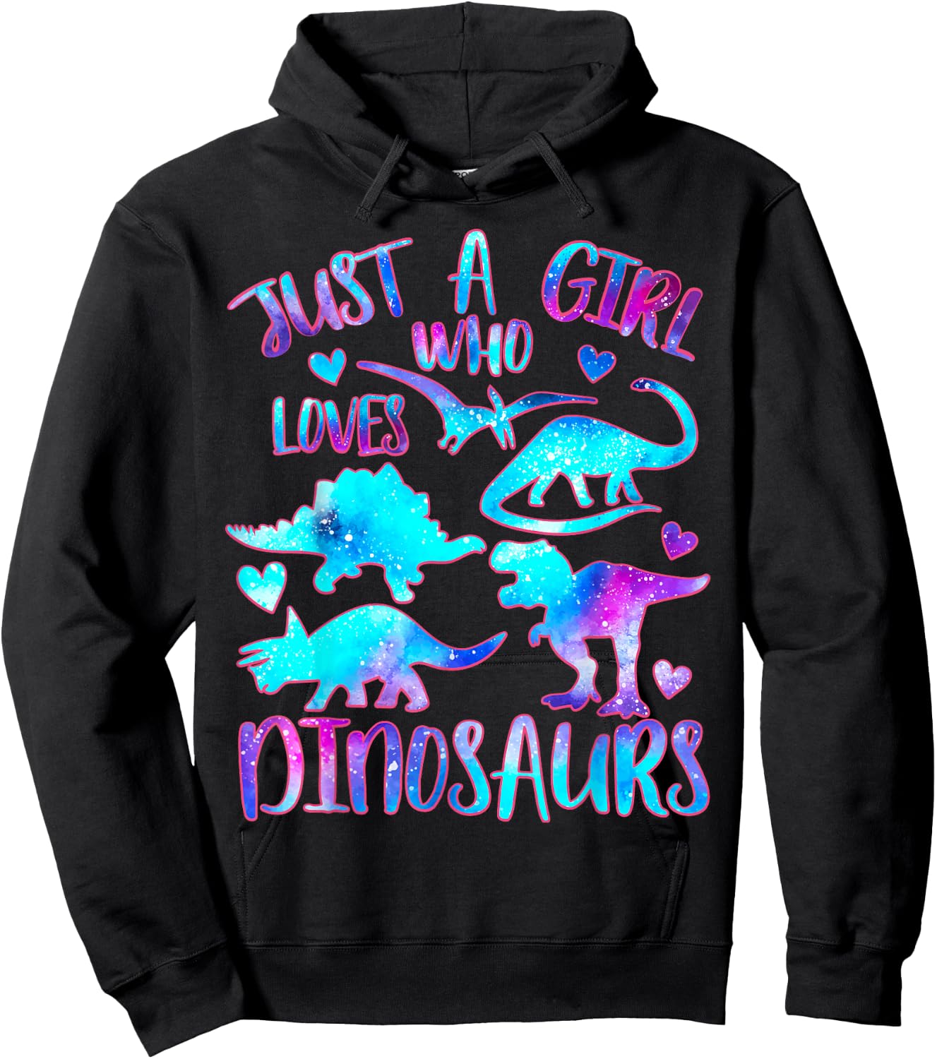 Just a Girl Who Loves Dinosaurs Watercolor Galaxy Dinosaur Hoodie - Hoodie | Black