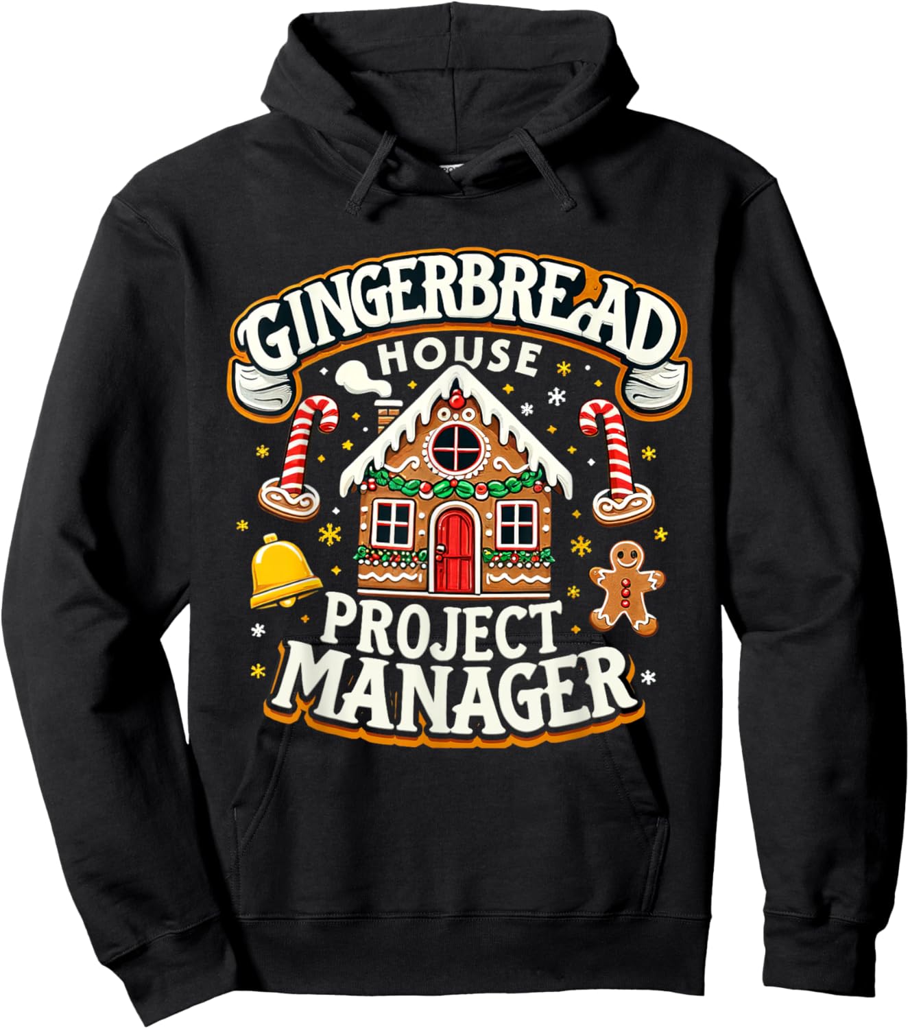Gingerbread House Project Manager Xmas Decorating Cookies Hoodie - Hoodie | Black