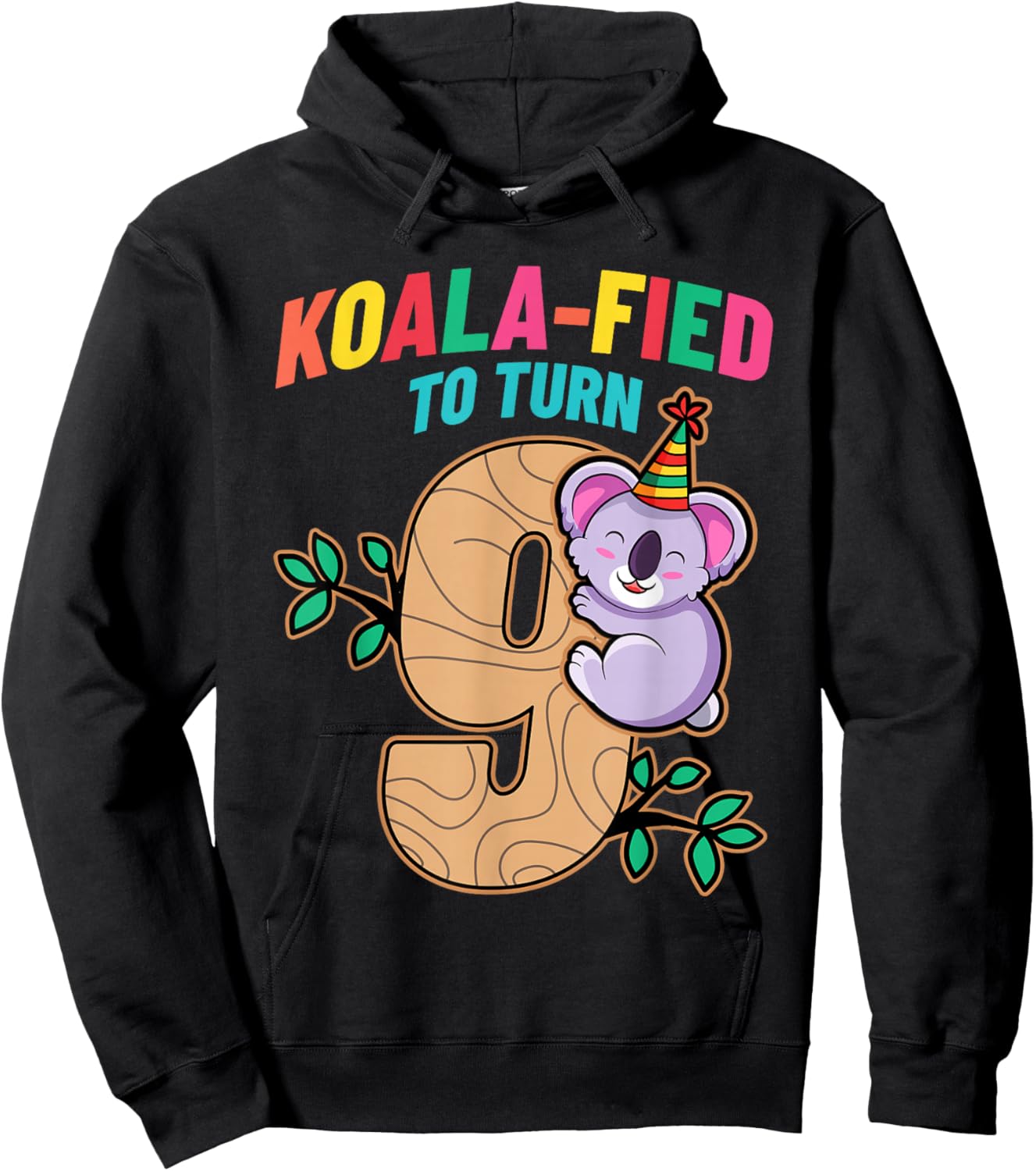Koalafied To Turn 9 Koala Bear 9th Birthday Party Nine Cute Hoodie - Hoodie | Black