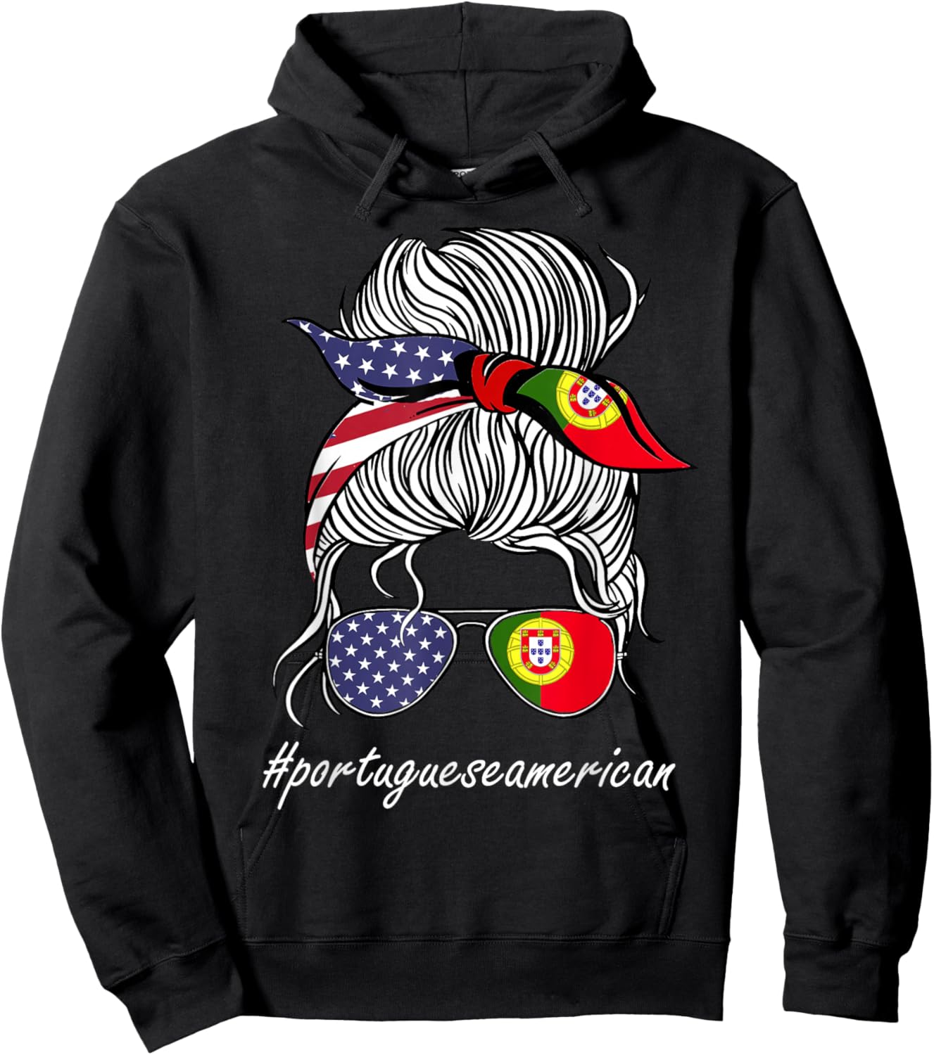 Portugal Heritage American Grown Women Girl Portugal Flag Hoodie - Hoodie | Black