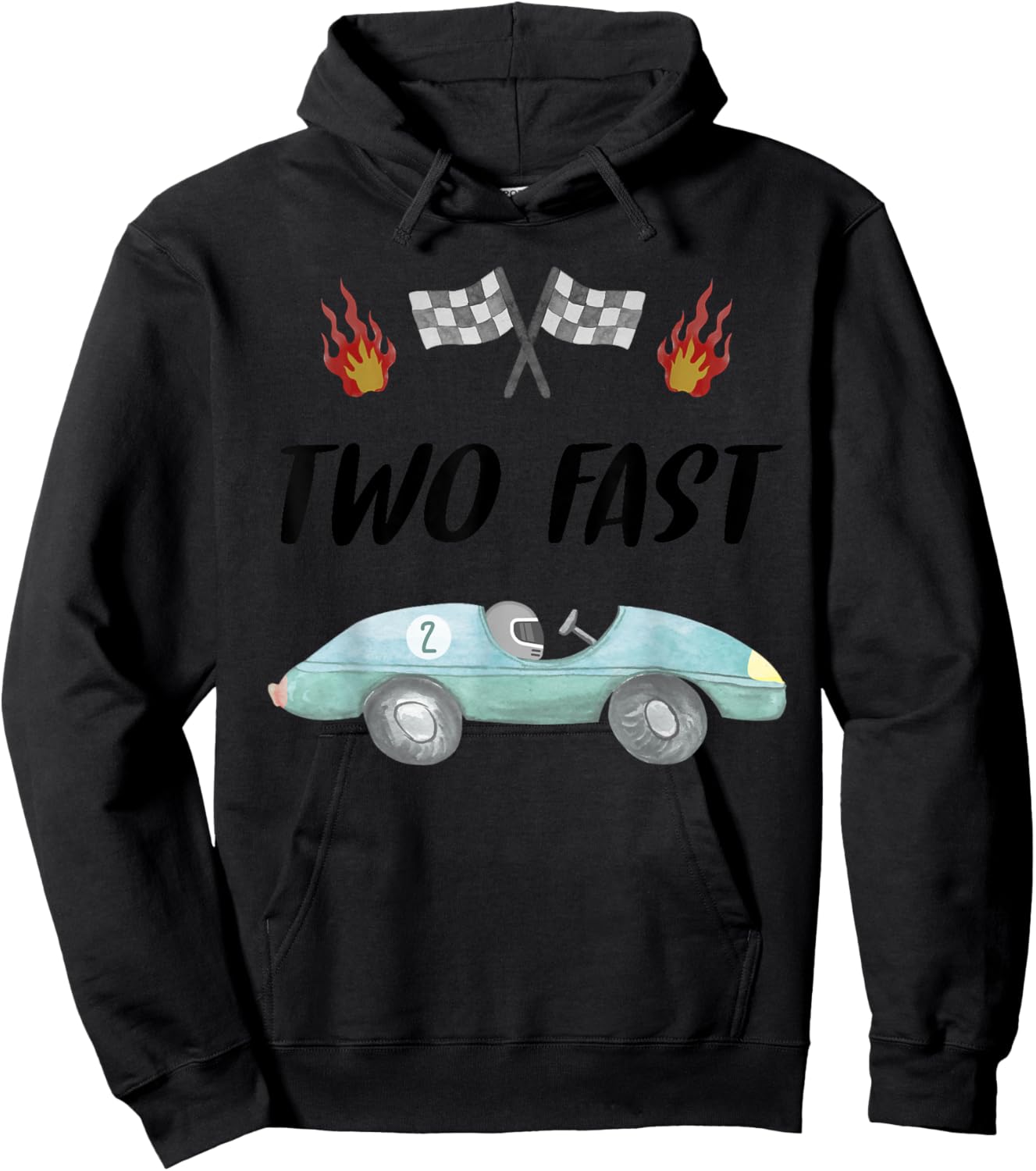2nd Birthday Two Fast Race Car Second Bday Party Family Hoodie - Hoodie | Black