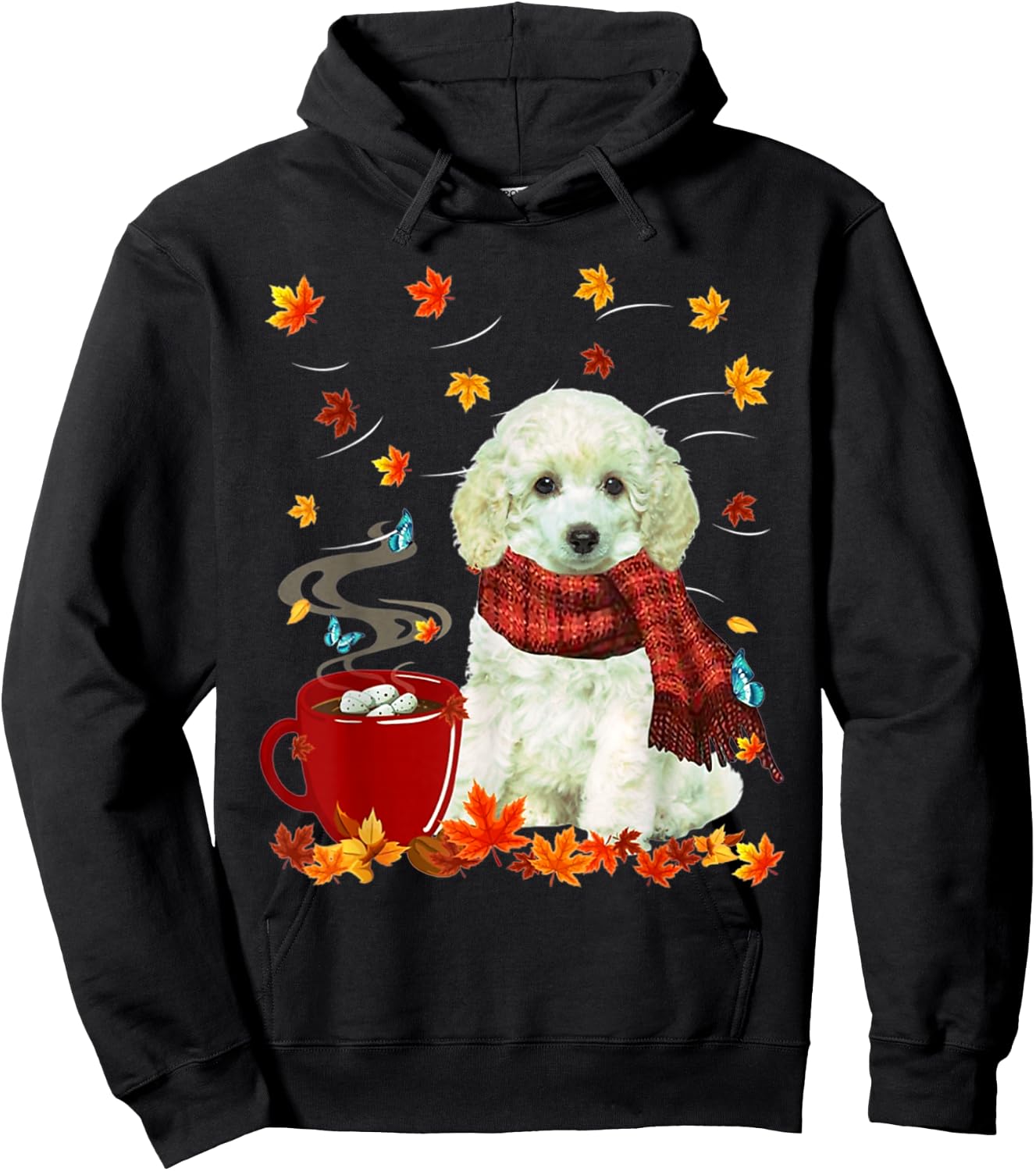 Toy Poodle - Fall - Chocolate - Hot - Funny Dog Autumn Men Women Hoodie - Hoodie | Black