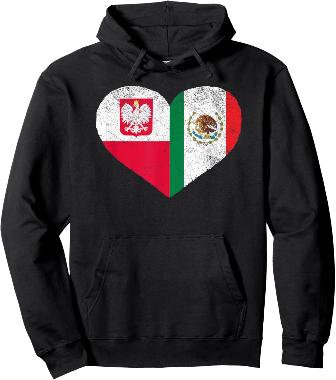 Polish Mexican Flag Heart Poland Mexico Hoodie - Hoodie | Black