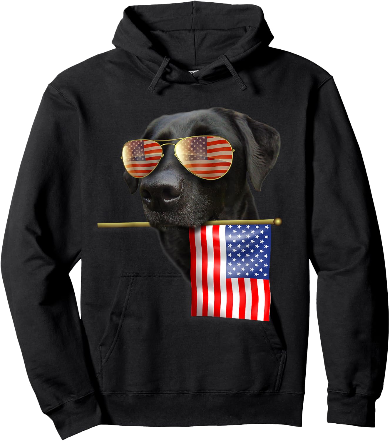 4th of July Shirt Fun American Flag Labrador Dog Lover Gift Hoodie - Hoodie | Black