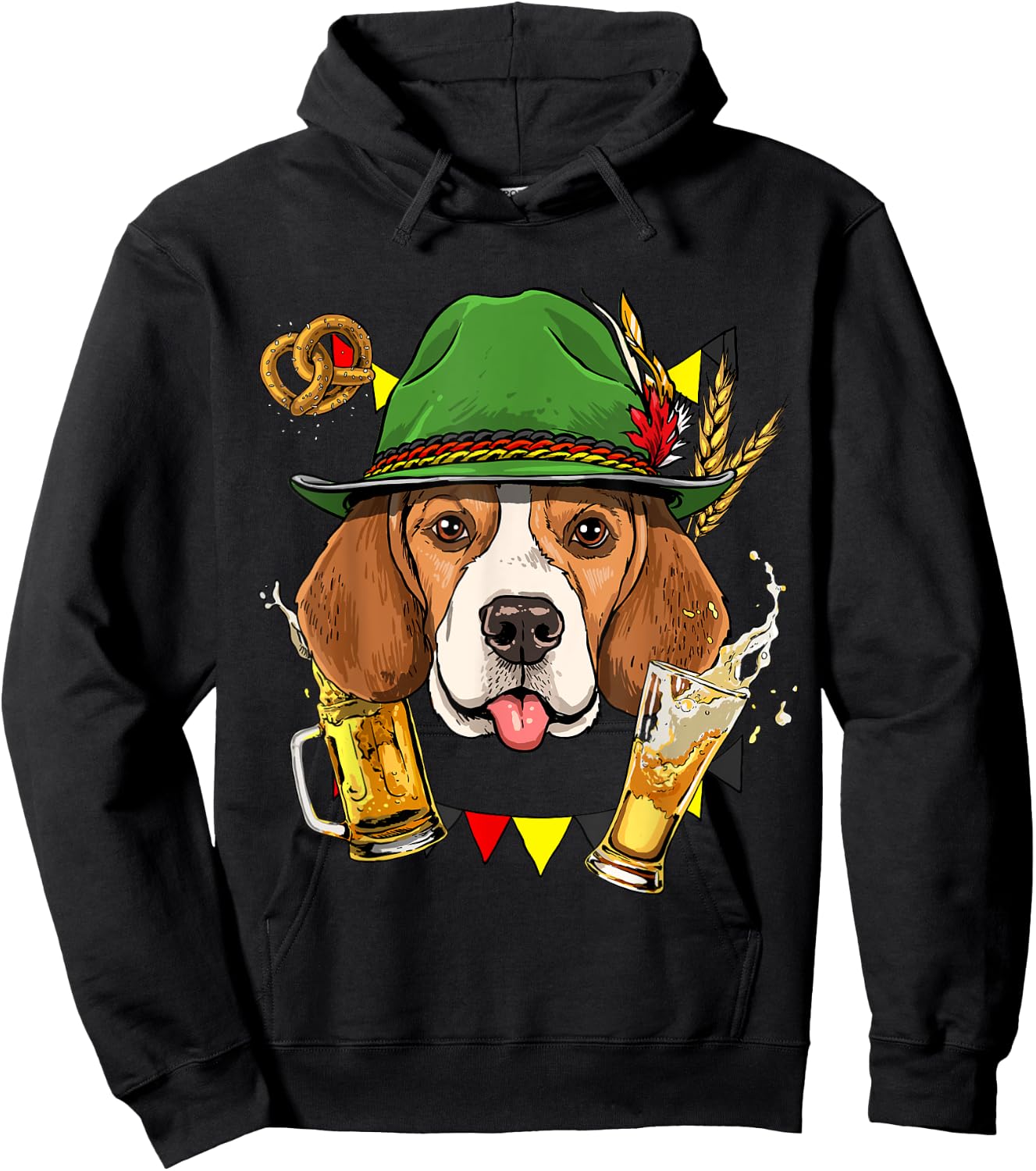 Beagle Oktoberfest Shirt Lederhosen Costume German Beer Fest Hoodie - Hoodie | Black