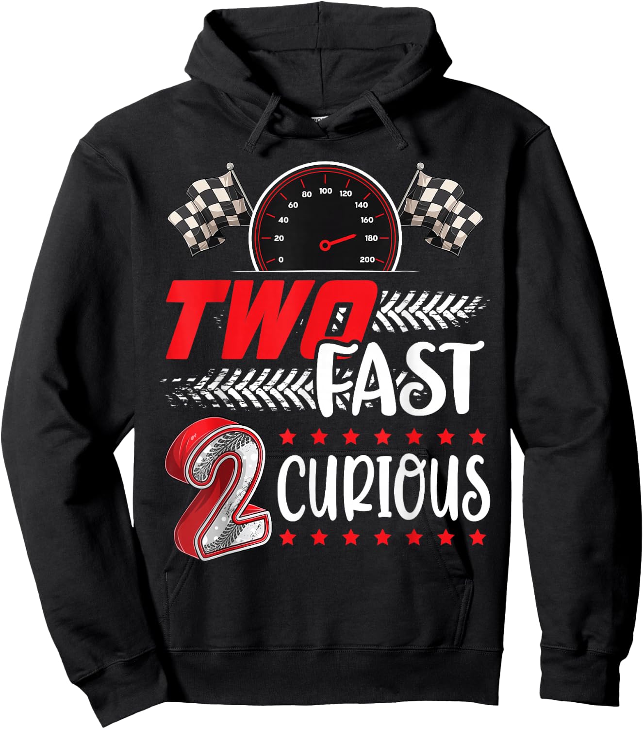 Two Fast 2 Curious Racing 2nd Birthday Two Fast Birthday Hoodie - Hoodie | Black