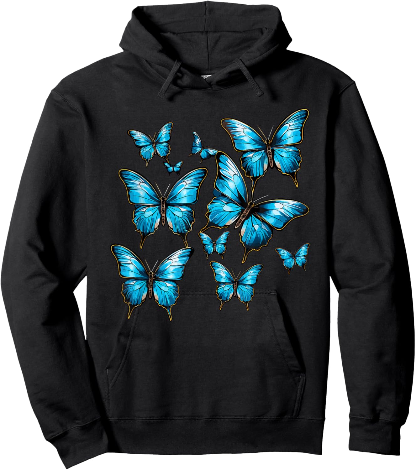 Blue Morpho Butterfly Art Entomologist Flower Hoodie - Hoodie | Black