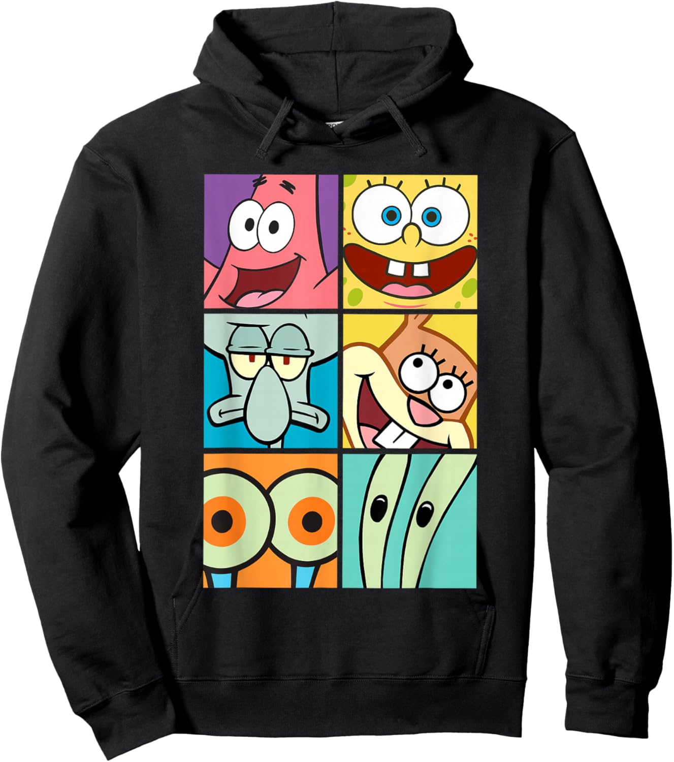 SpongeBob SquarePants Character Faces Closeup Panels Hoodie - Hoodie | Black