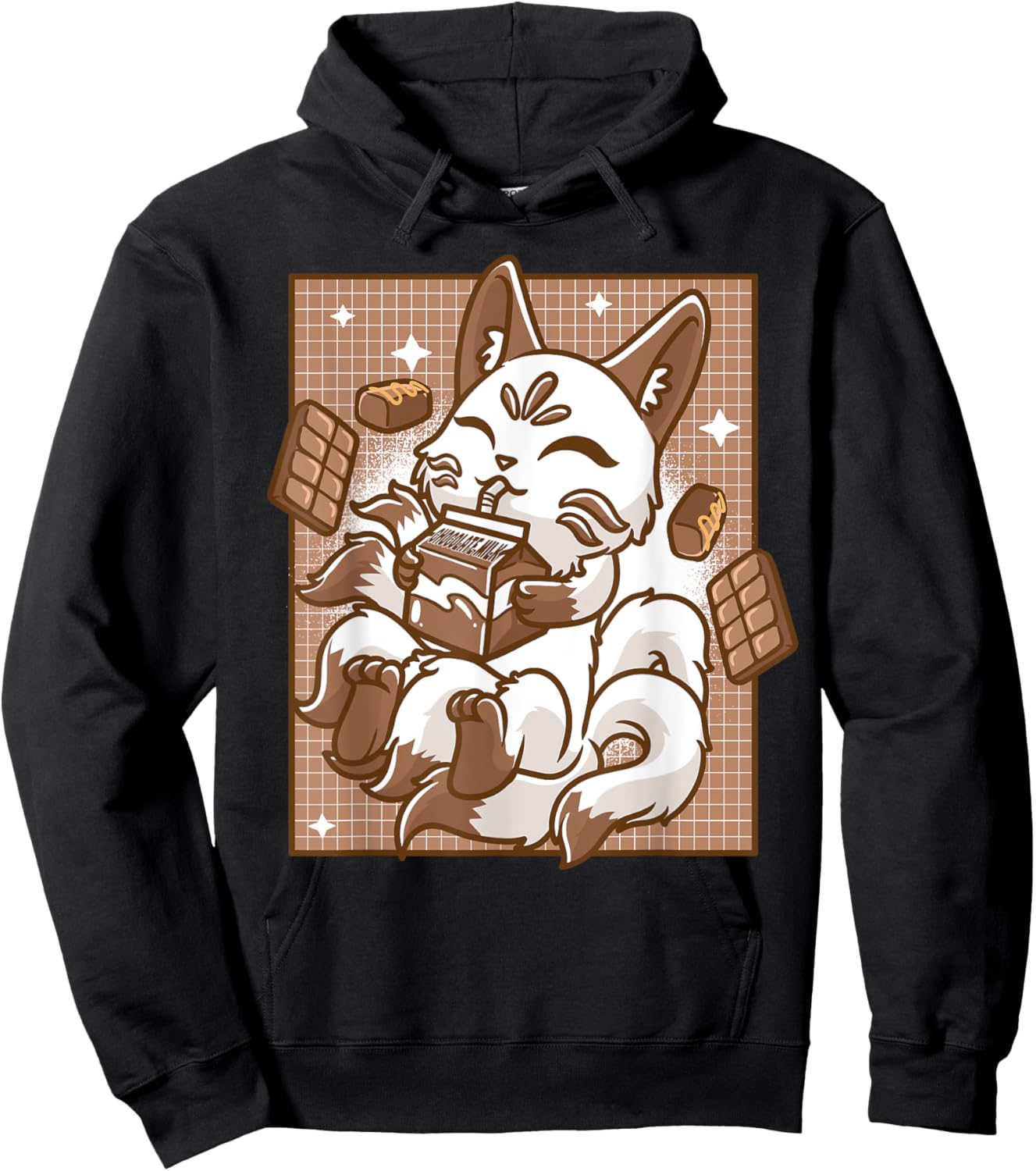 Japanese Kitsune Anime Fox Kawaii Chocolate Milk Men Women Hoodie - Hoodie | Black
