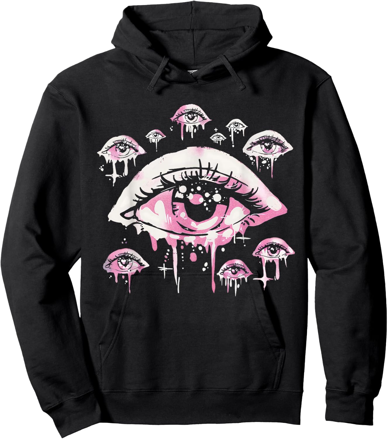 Eyes Pastel Goth Pink Weird Grunge Alt Odd Strange Aesthetic Hoodie - Hoodie | Black